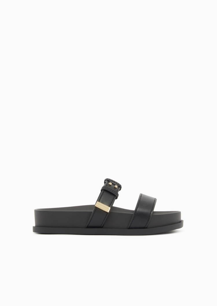 ARMANI EXCHANGE 女士双袢带一脚蹬圆头平底休闲凉鞋