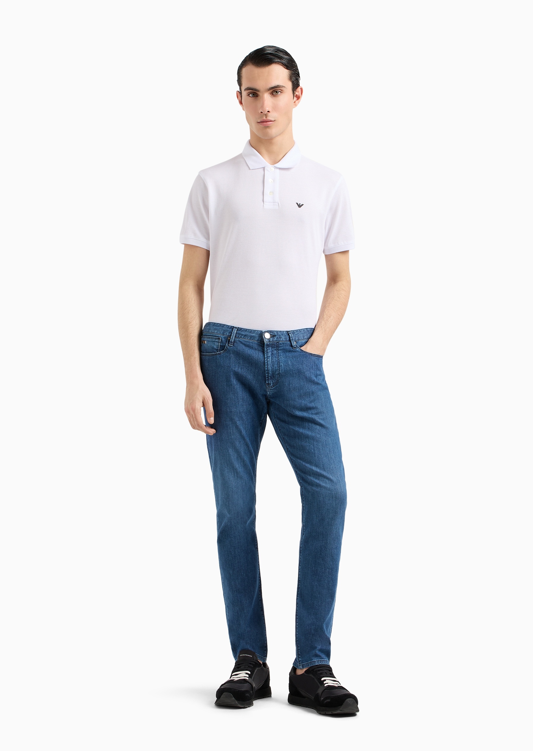 Emporio Armani 男士纯棉微弹轻薄修身低腰直筒小直脚牛仔裤