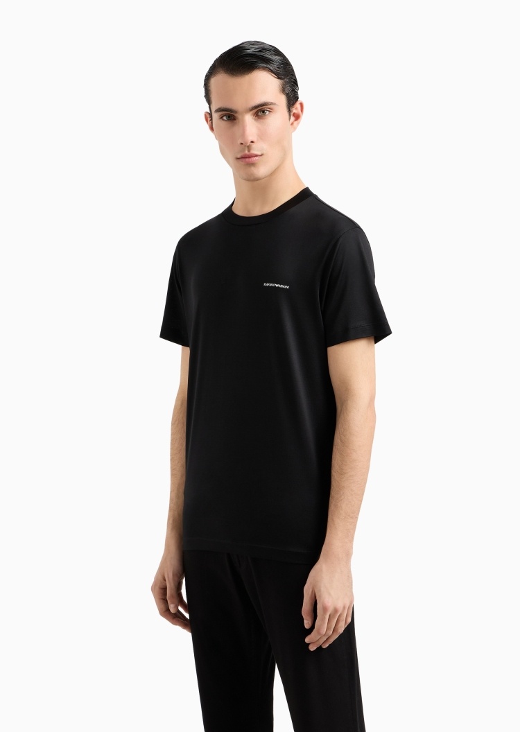 Emporio Armani 男士凉爽莱赛尔合身短袖圆领纯色T恤