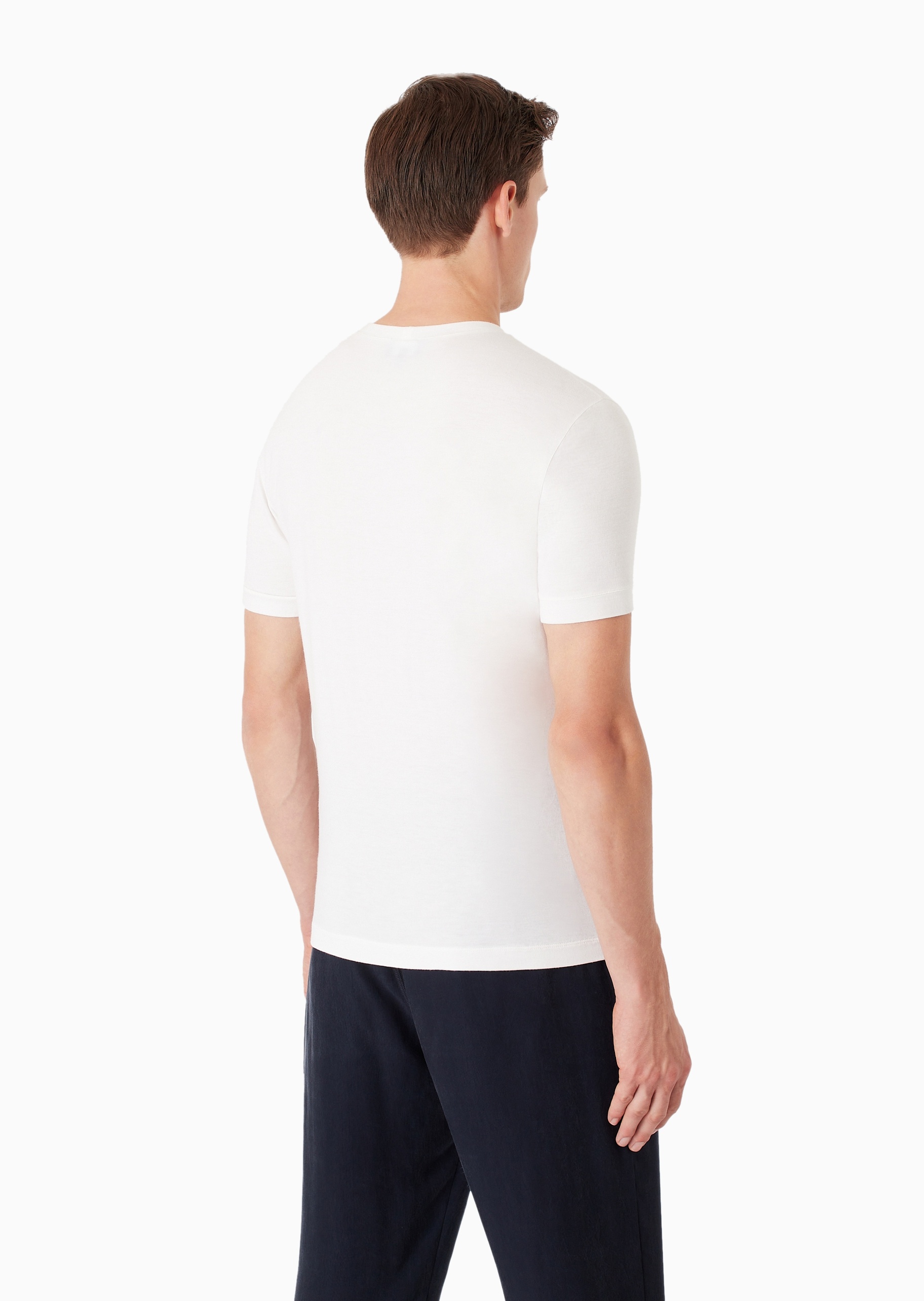 Giorgio Armani 男士弹力合身短袖圆领休闲纯色重磅T恤