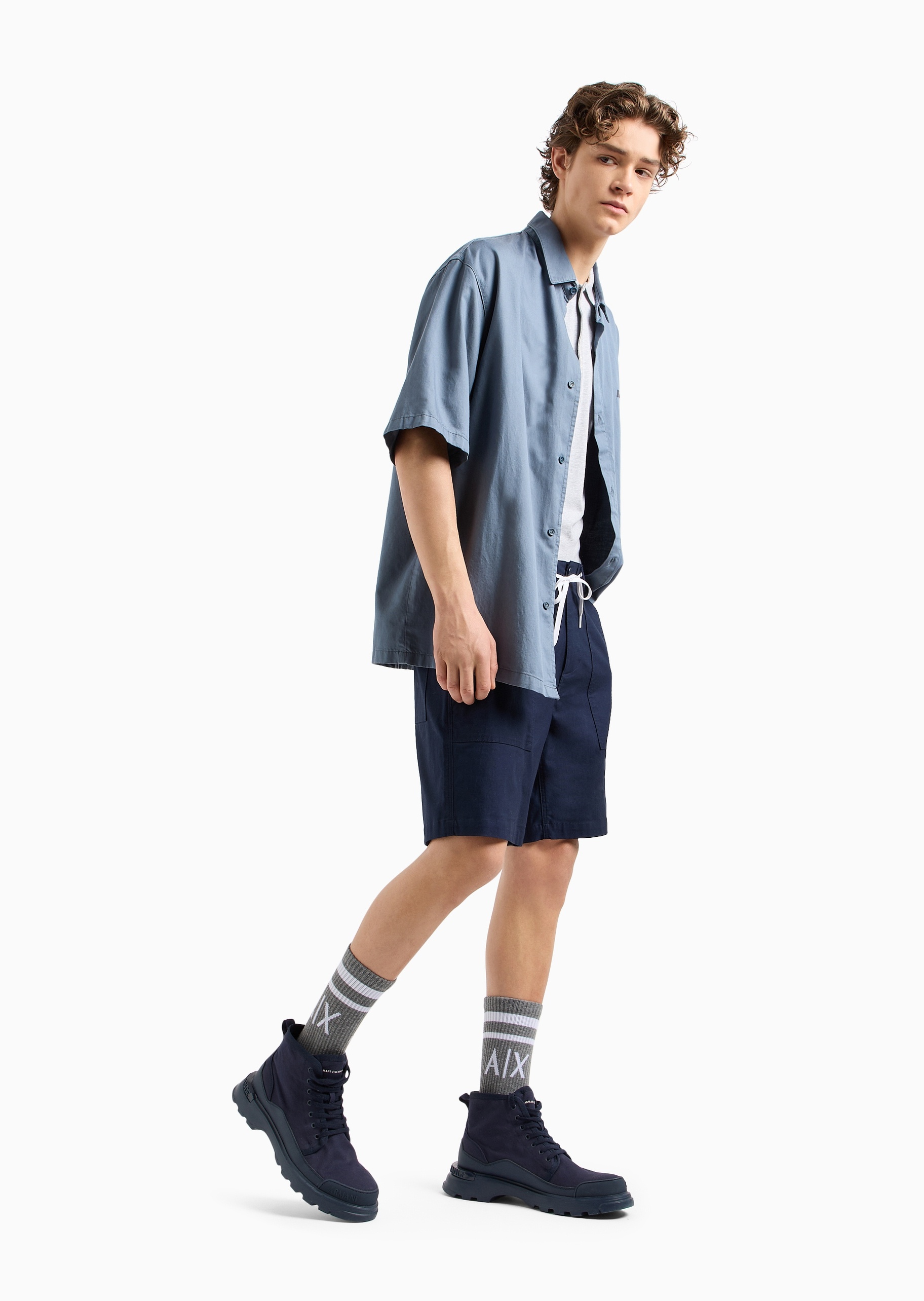 ARMANI EXCHANGE 男士纯棉合身短袖翻领复古多色Polo衫