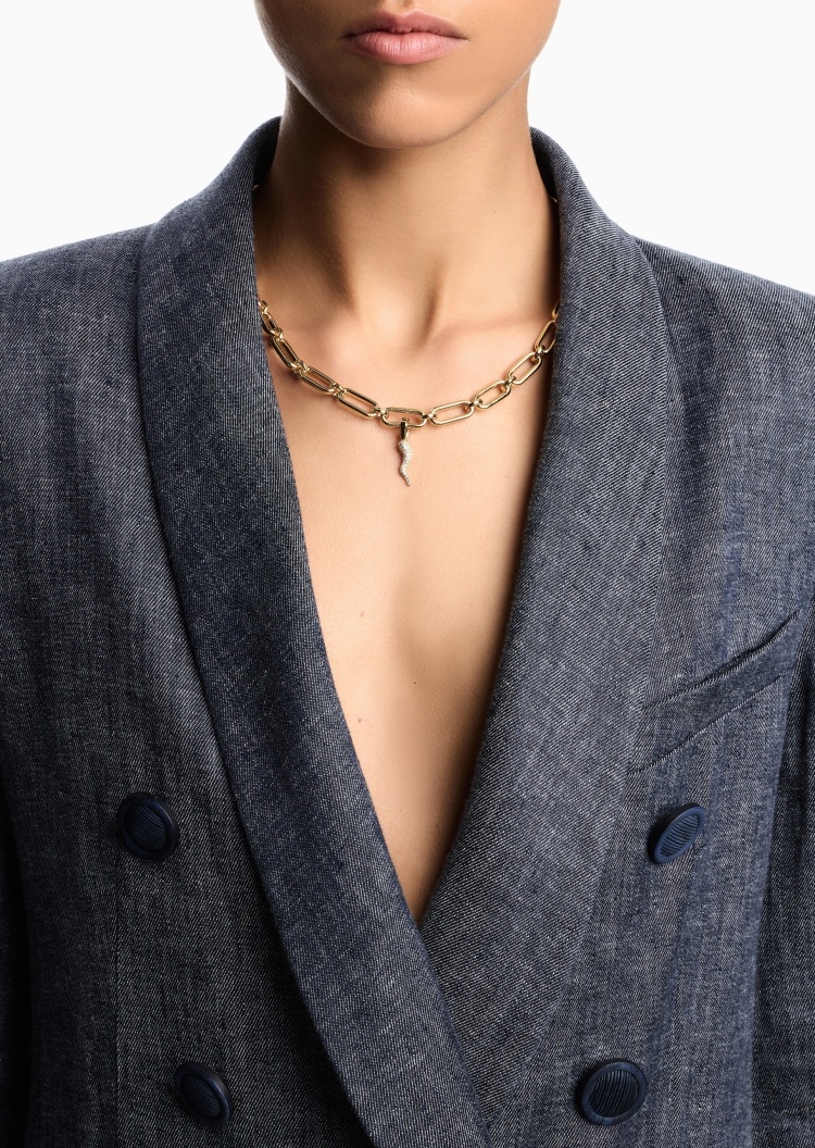 Emporio Armani 女士复古金色可拆夹扣密镶辣椒吊坠