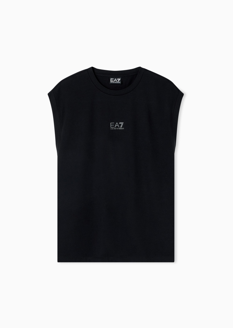 EA7 男士无袖圆领字母标识印花运动背心