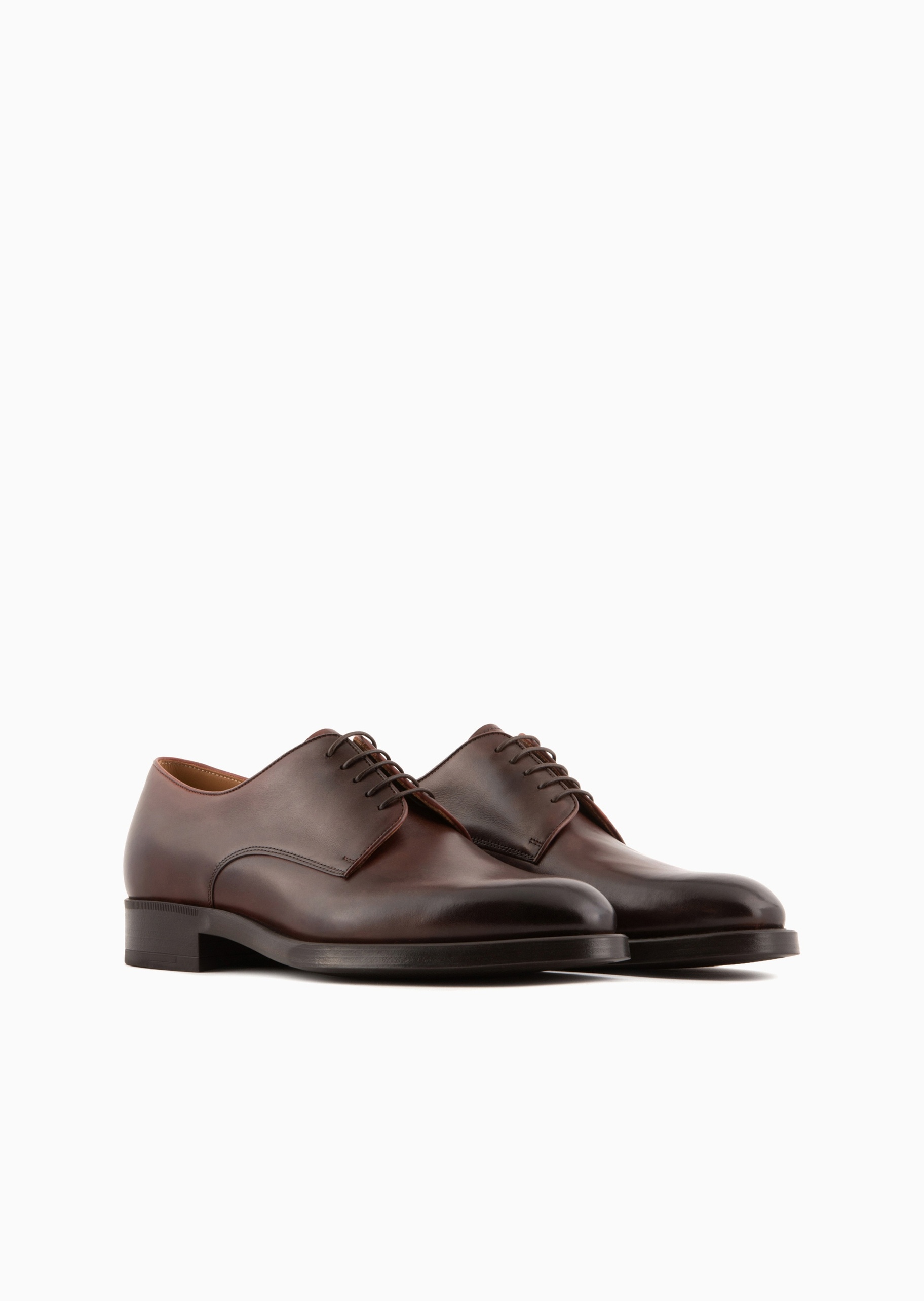 Giorgio Armani 男士犊牛皮革低帮粗跟休闲商务复古系带鞋