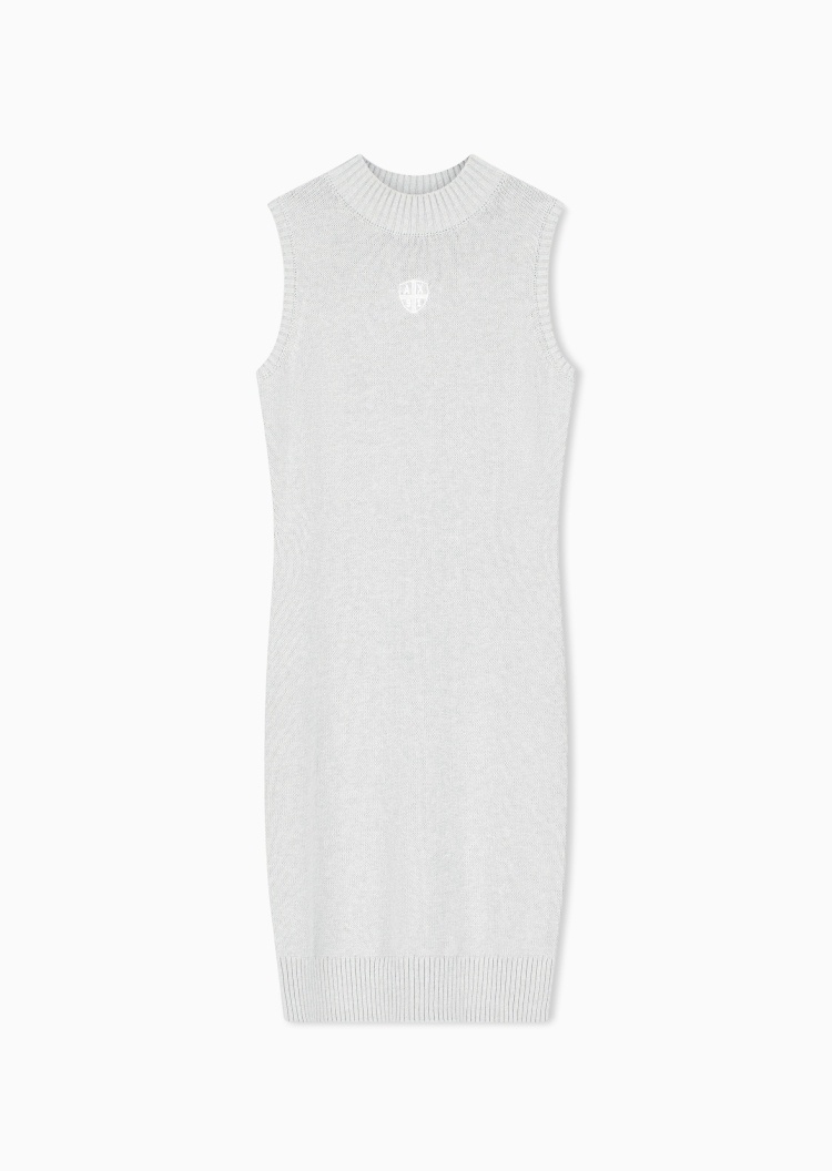 ARMANI EXCHANGE 女士纯棉修身无袖短款圆领刺绣针织连衣裙