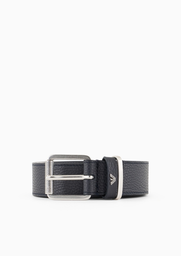 Emporio Armani 男士牛皮革纹理感纯色休闲针扣腰带