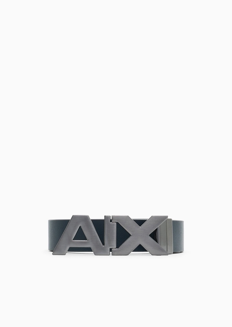 ARMANI EXCHANGE 男士镂空字母带扣双面两用板扣腰带