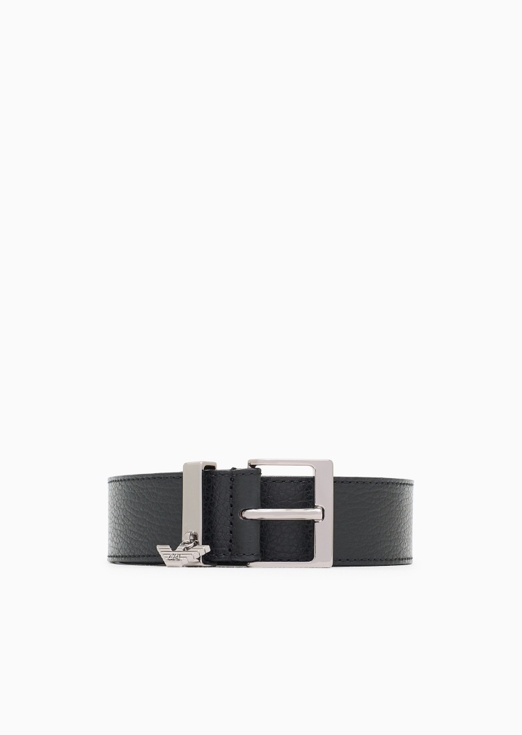 Emporio Armani 女士牛皮革鹿纹鹰标吊饰针扣腰带