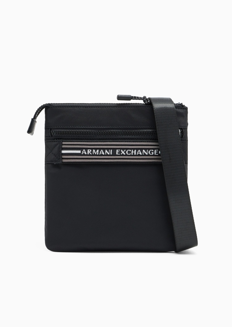 ARMANI EXCHANGE 男士拉链方形可调节撞色织带邮差包
