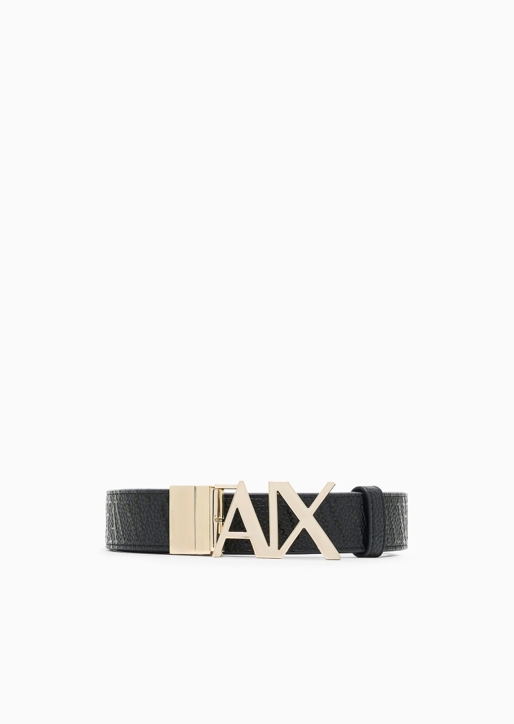 ARMANI EXCHANGE 女士镂空字母带扣双面两用板扣腰带