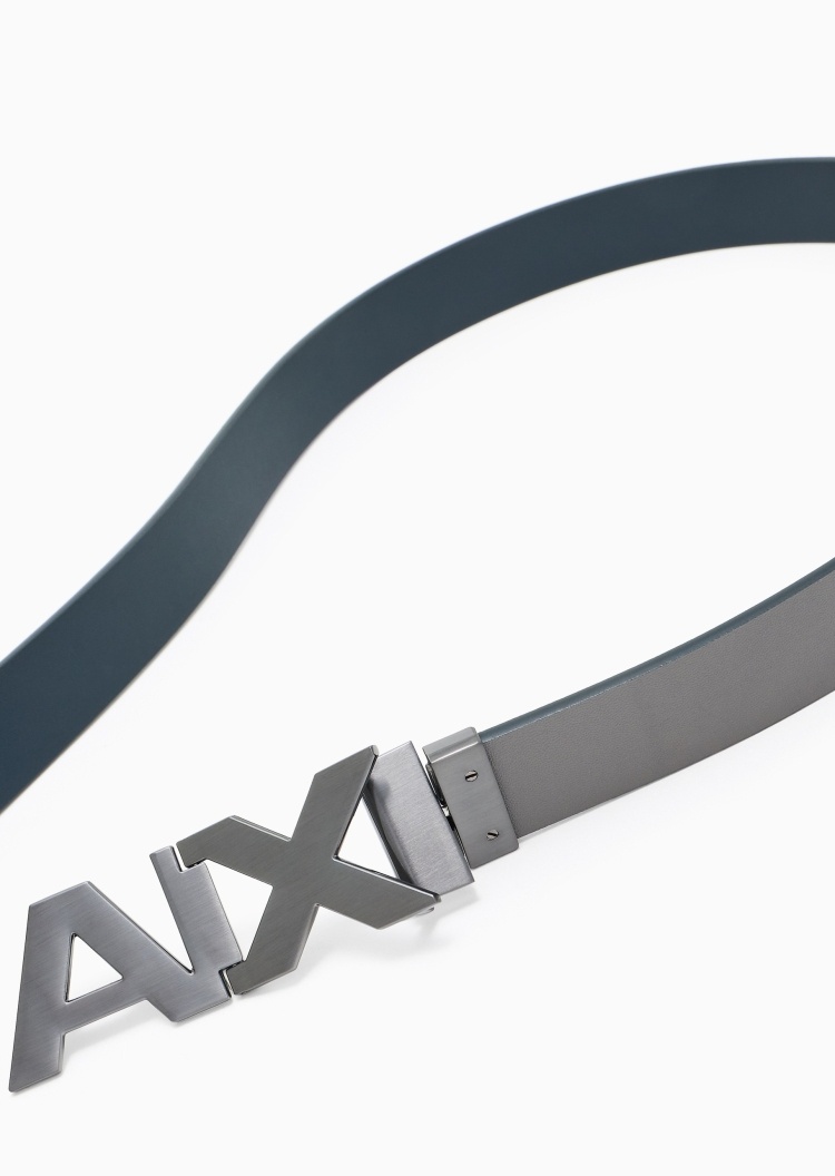 ARMANI EXCHANGE 男士镂空字母带扣双面两用板扣腰带