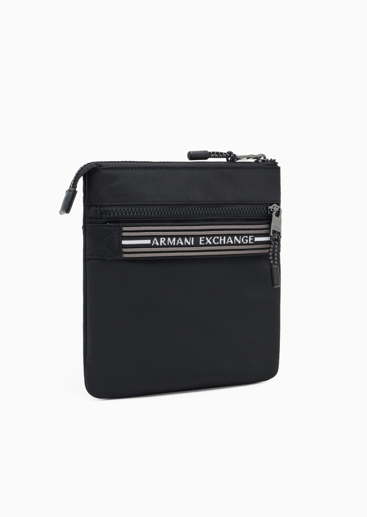 ARMANI EXCHANGE 男士拉链方形可调节撞色织带邮差包