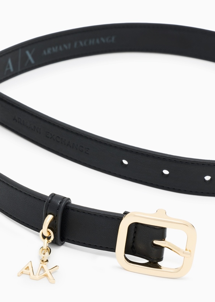 ARMANI EXCHANGE 女士细款方形带扣字母吊坠针扣腰带