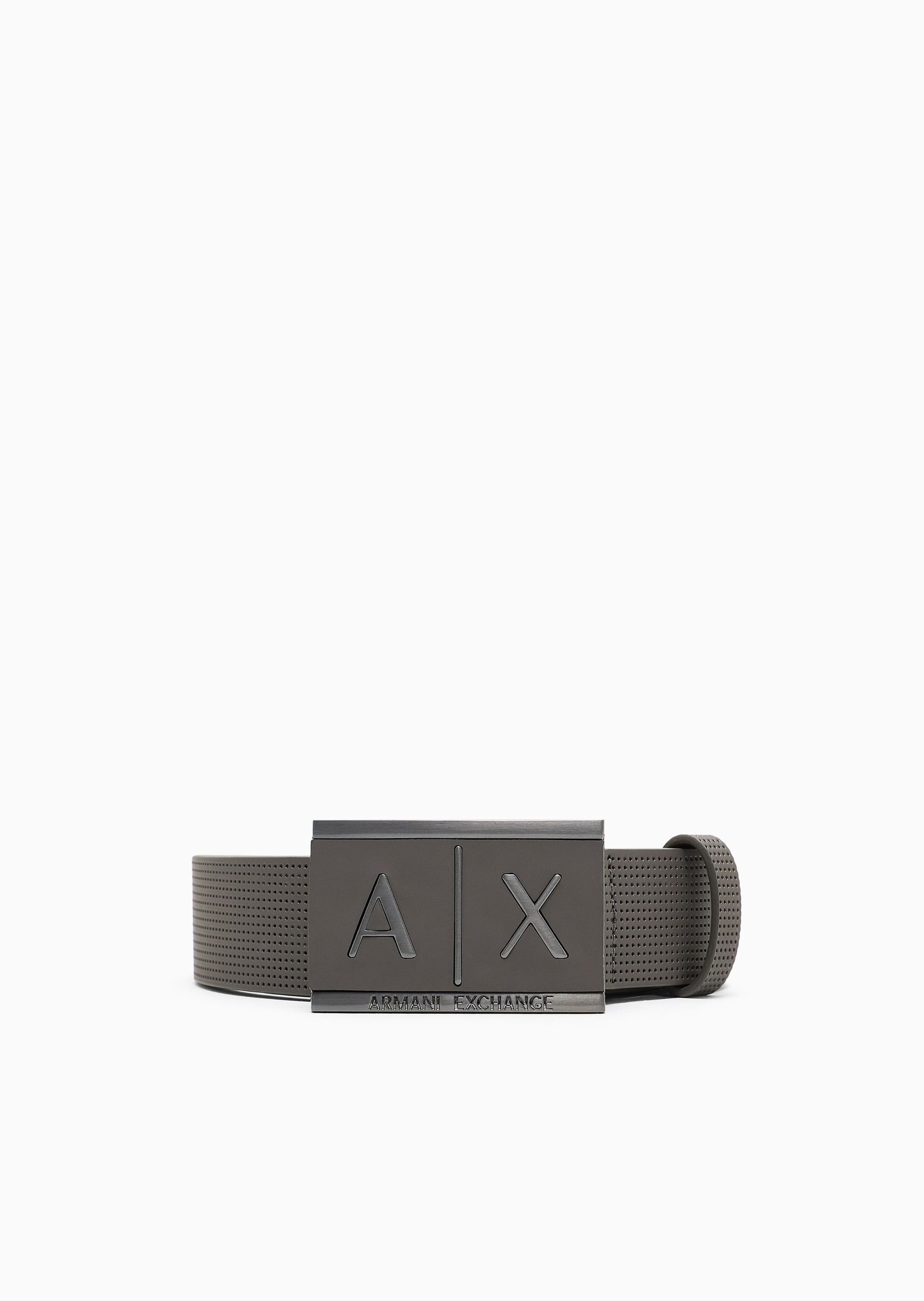 ARMANI EXCHANGE 男士商务通勤LOGO板扣腰带3.5CM宽