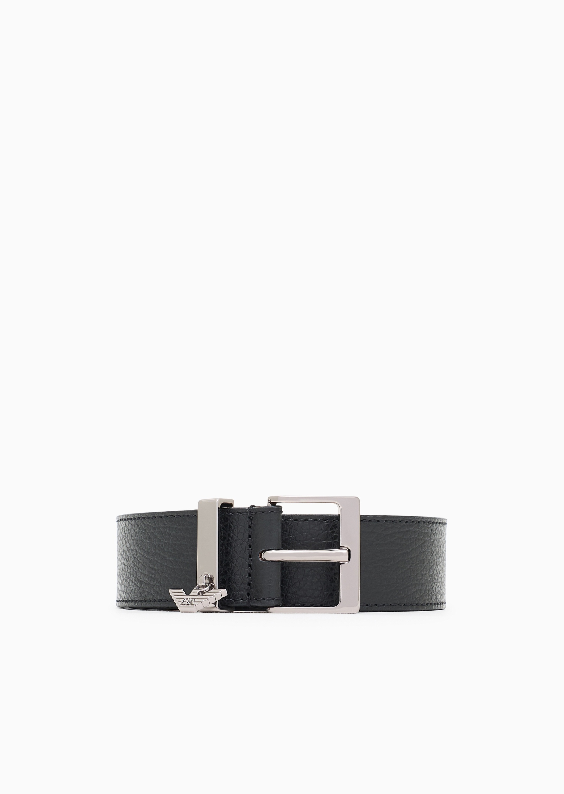 Emporio Armani 女士牛皮革鹿纹鹰标吊饰针扣腰带