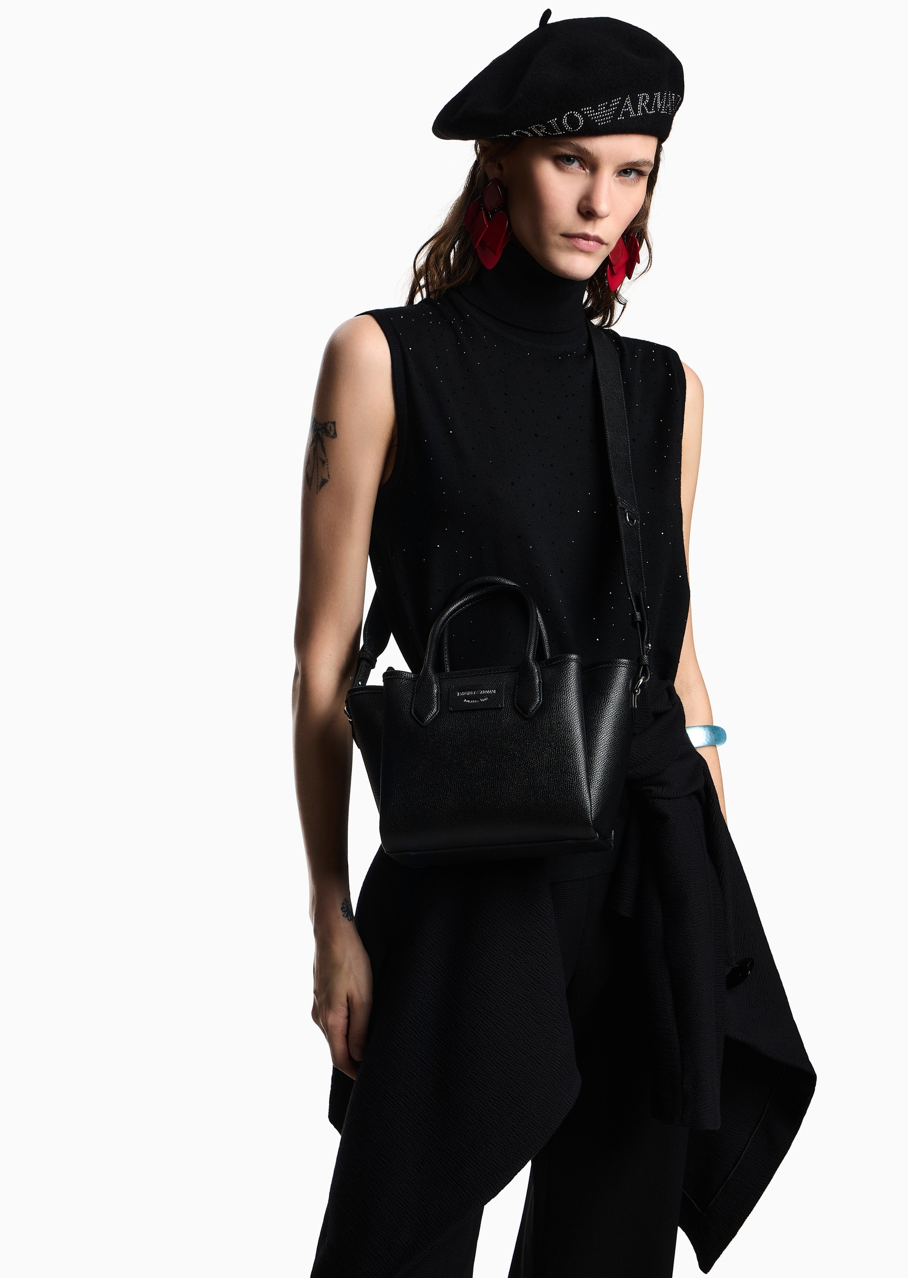 Emporio Armani 女士小号磁扣可拆肩带手提斜挎单肩托特包