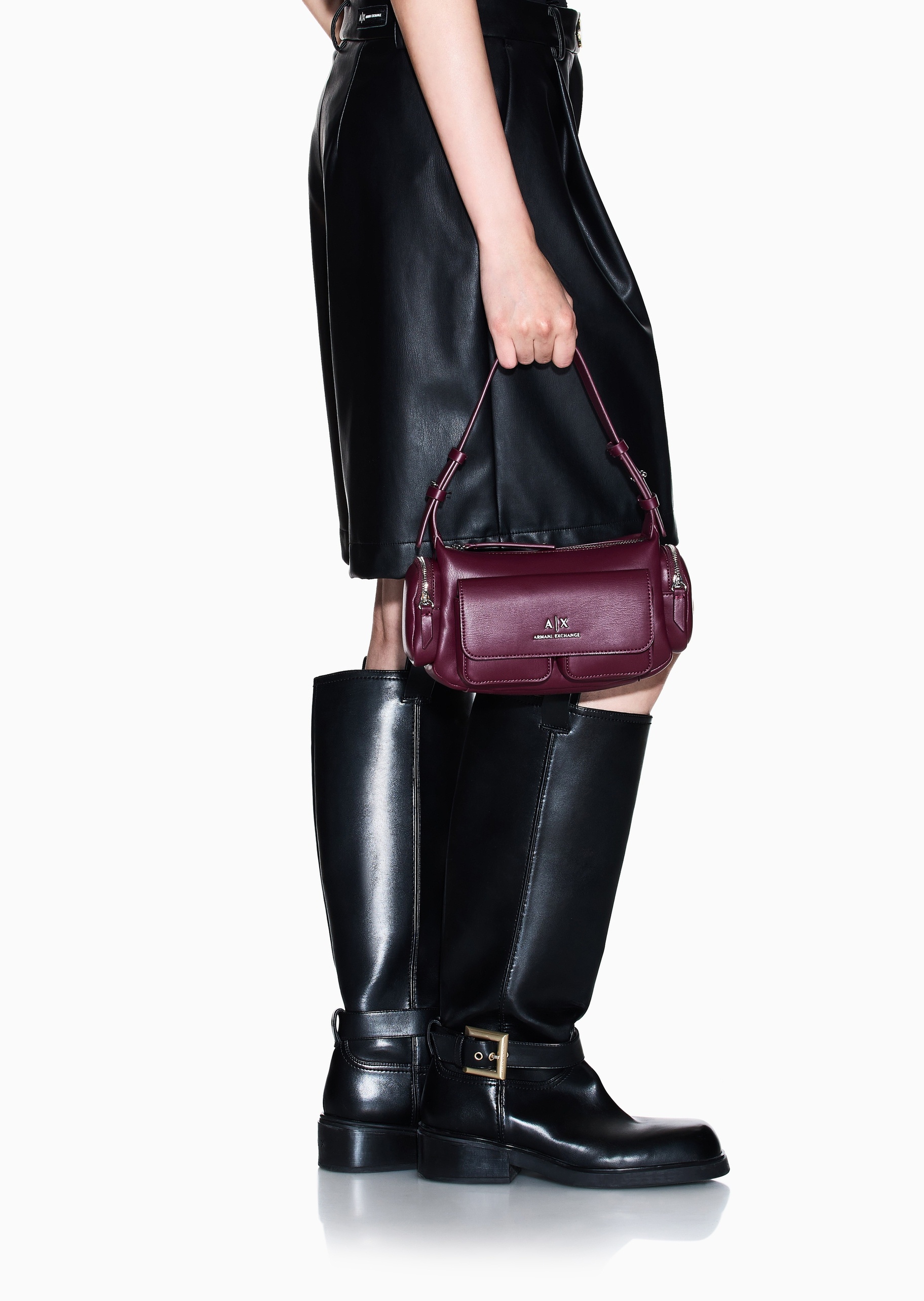 ARMANI EXCHANGE 女士拉链Hobo可调节手提单肩包