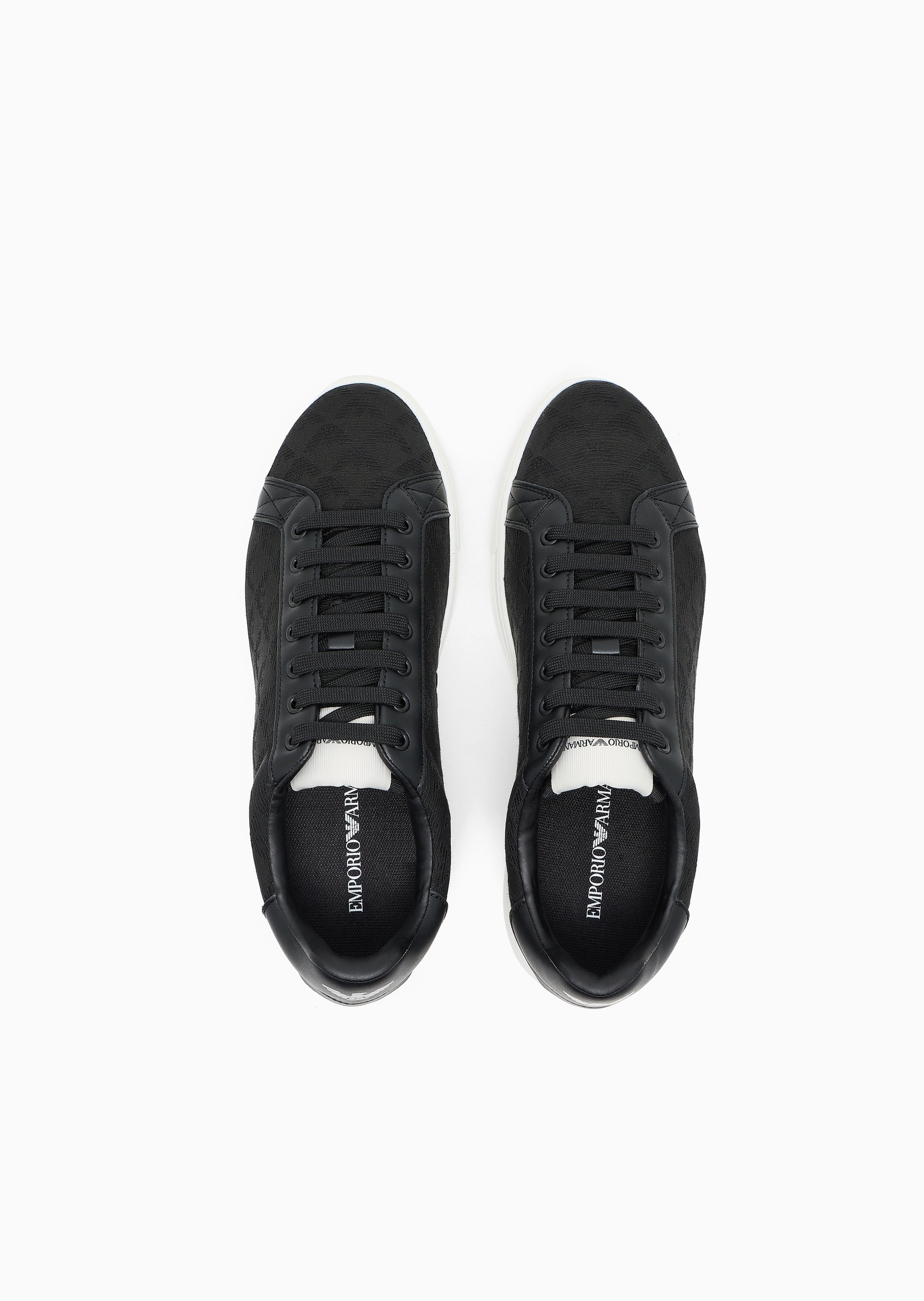 Emporio Armani 男士系带低帮平底鹰标提花运动鞋