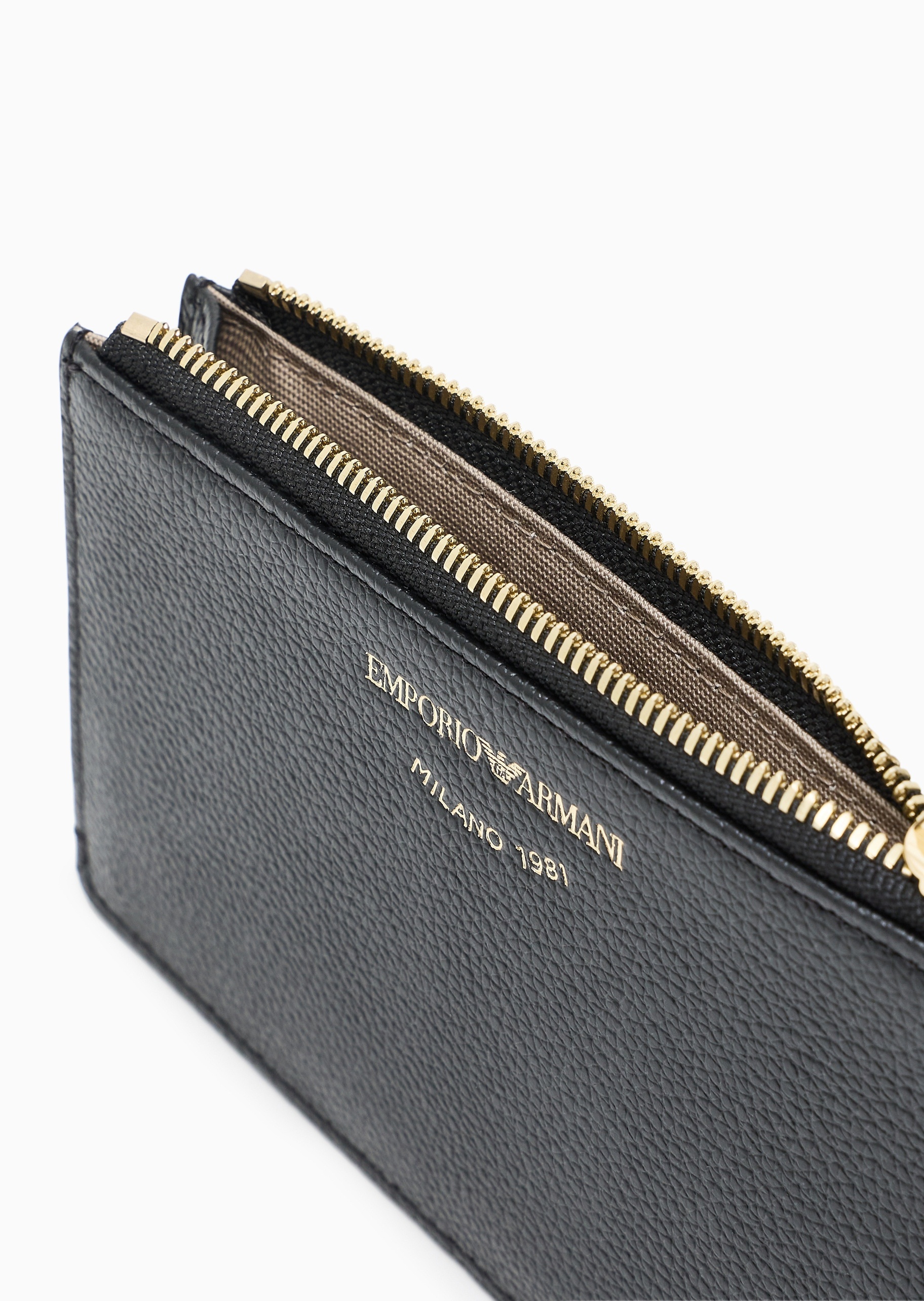Emporio Armani 女士牛皮革拉链扁平横款多层卡位手拿卡夹