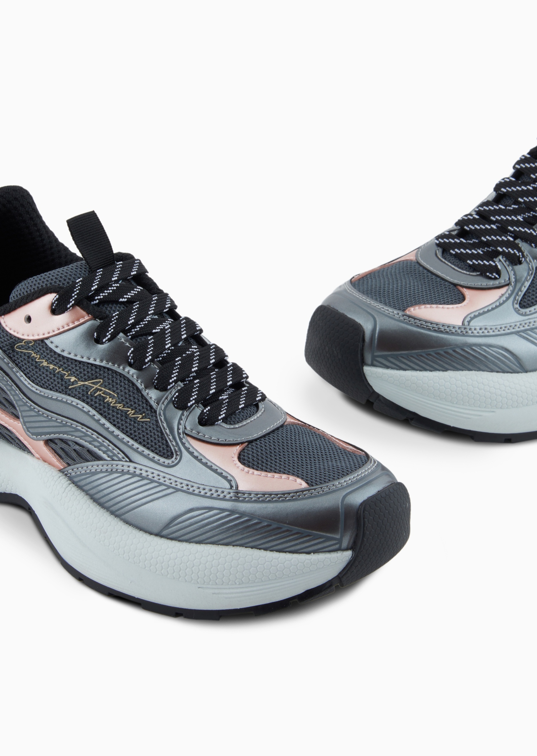 Emporio Armani 女士拼接机甲风休闲运动厚底老爹鞋