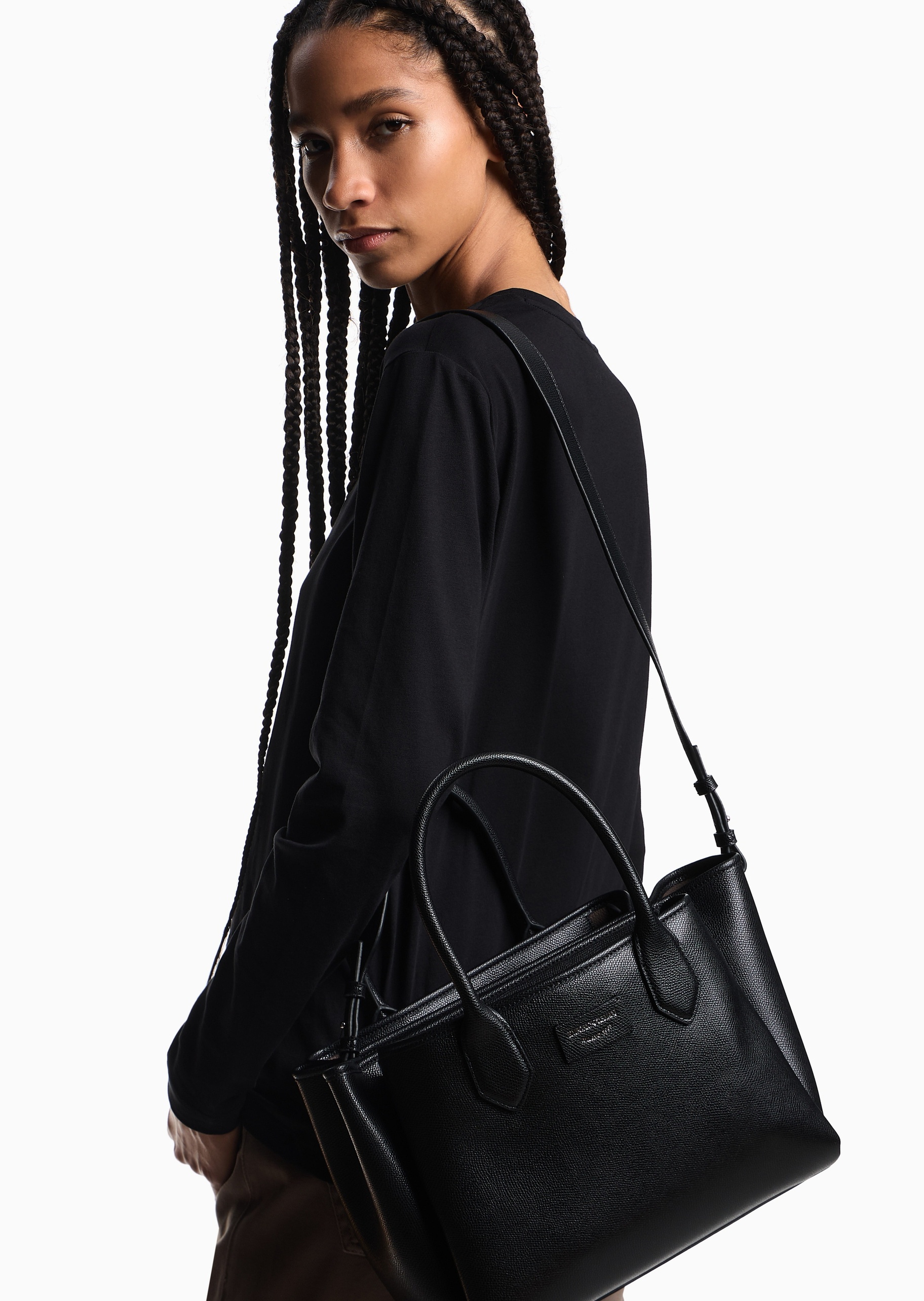 Emporio Armani 女士中号磁扣可拆肩带手提斜挎单肩托特包