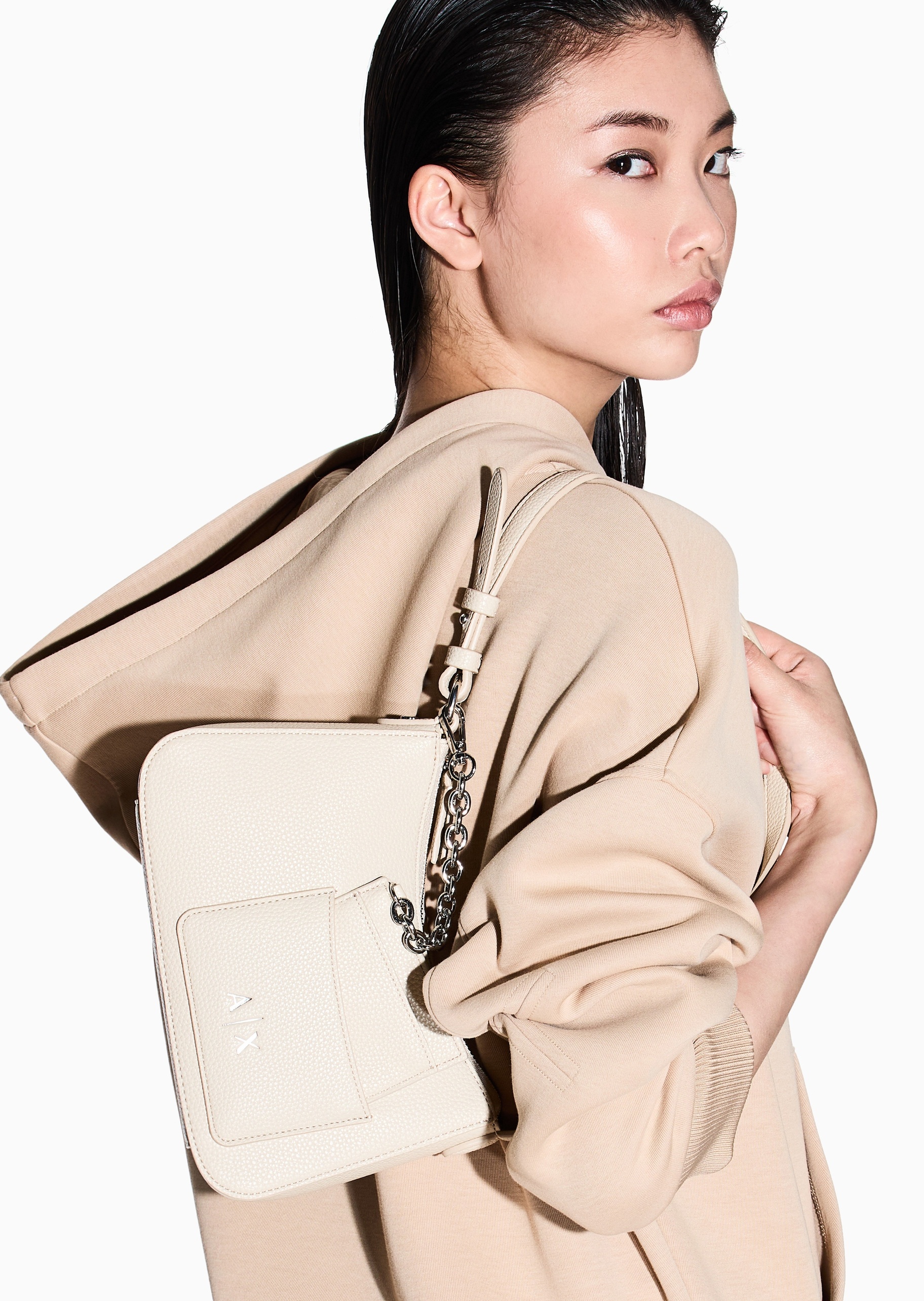 ARMANI EXCHANGE 女士拉链轻便通勤Hobo时尚单肩包