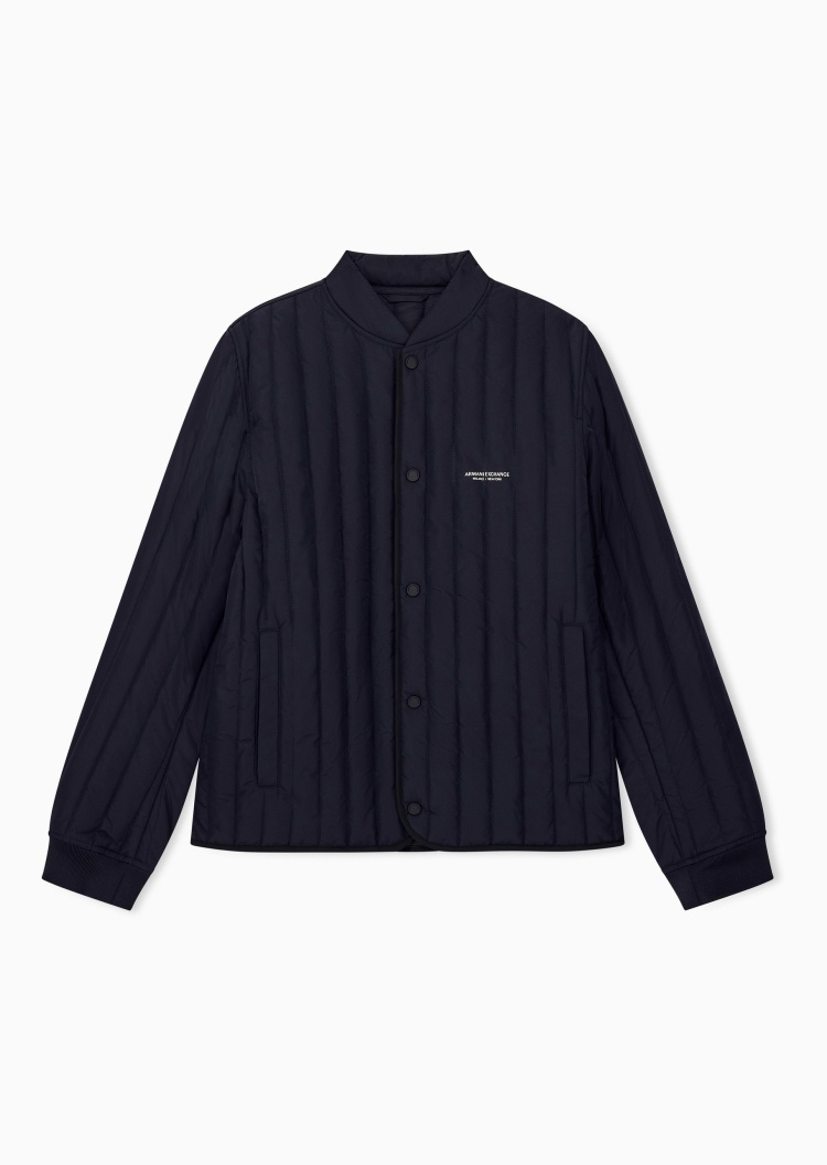 ARMANI EXCHANGE 男士轻薄短款棒球领标识印花棉服
