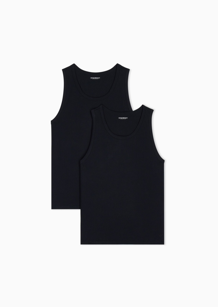 Emporio Armani 男士纯棉无袖圆领两件装家居背心套装