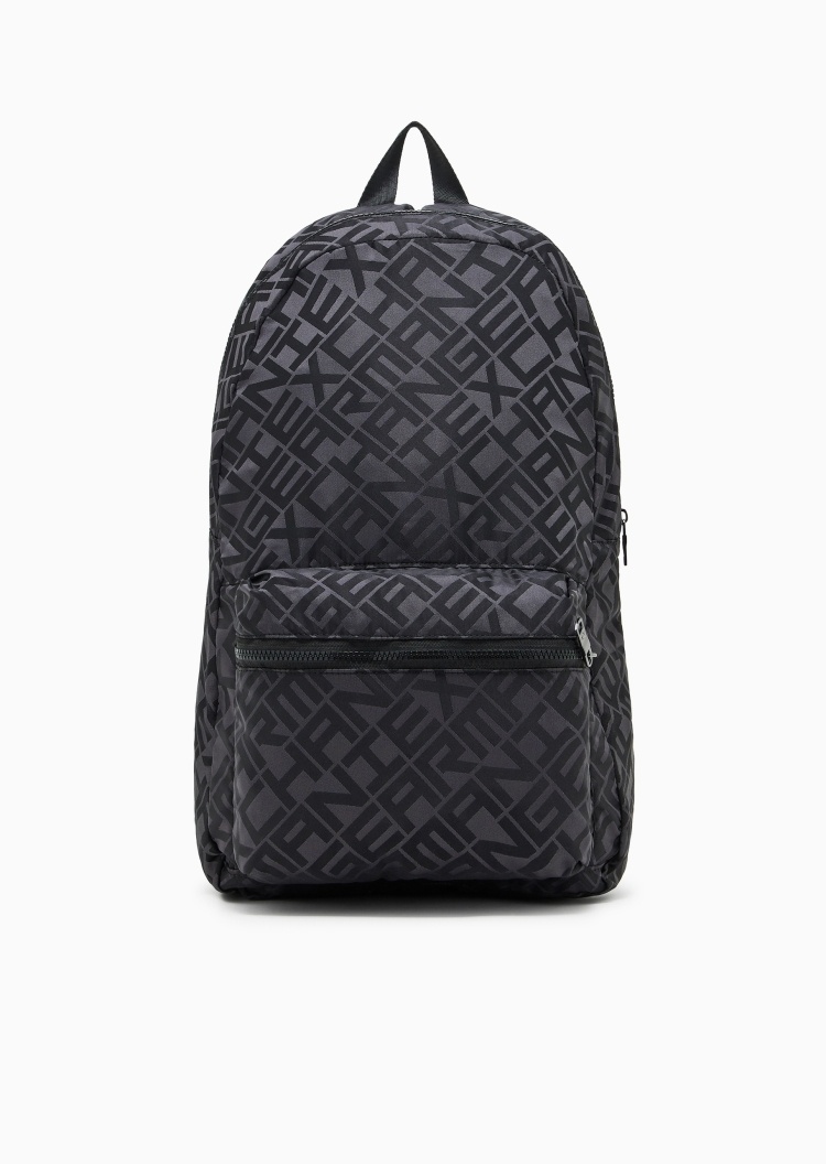 ARMANI EXCHANGE 男士大容量拉链可调节满印手提双肩包