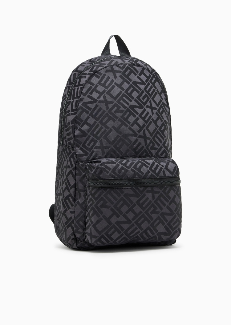 ARMANI EXCHANGE 男士大容量拉链可调节满印手提双肩包