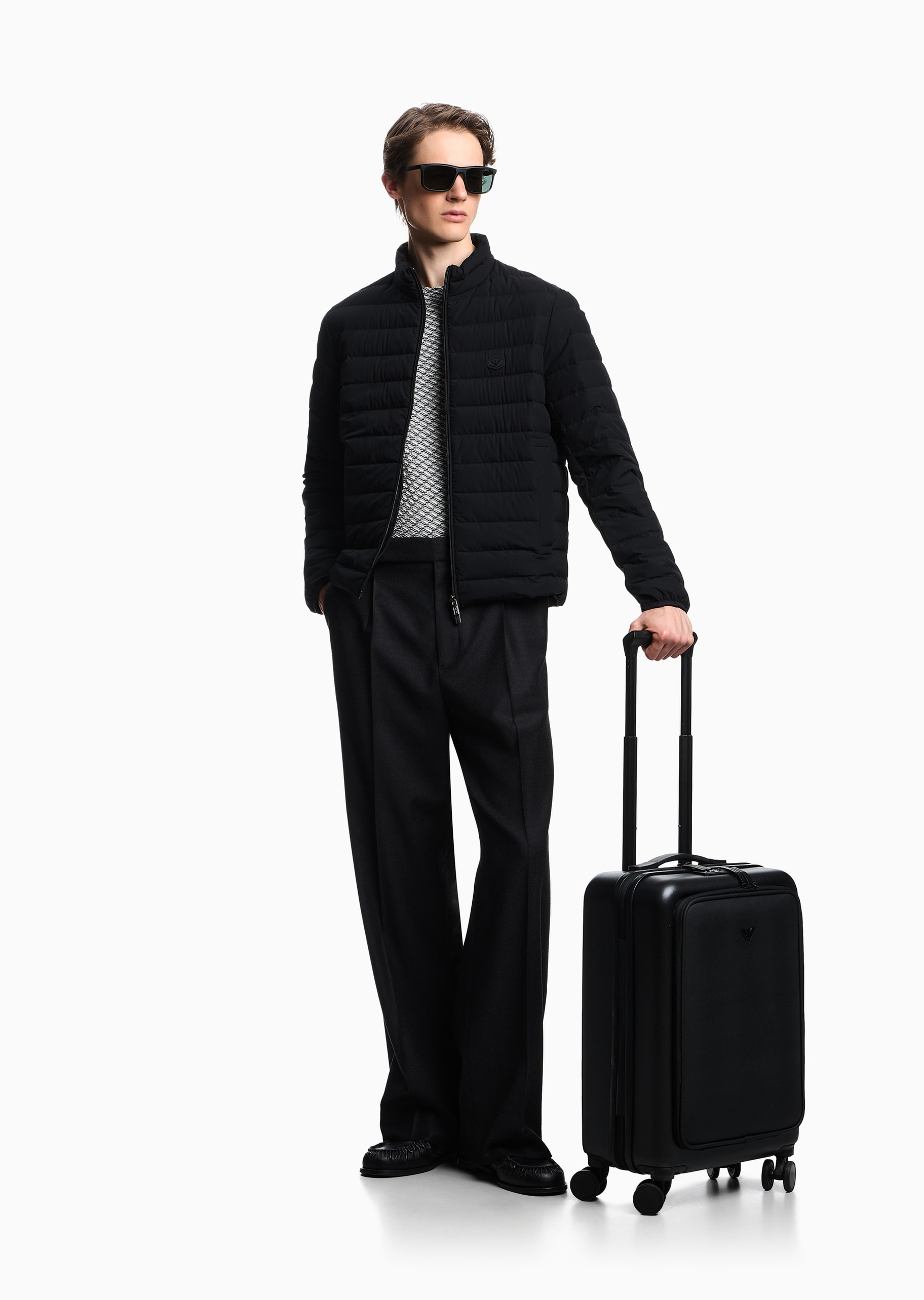 Emporio Armani 男士方形四滚轮TSA密码锁手提拉杆旅行箱