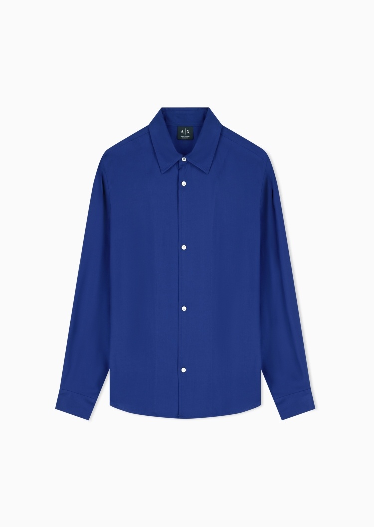ARMANI EXCHANGE 男士长袖翻领纯色纽扣休闲通勤衬衫