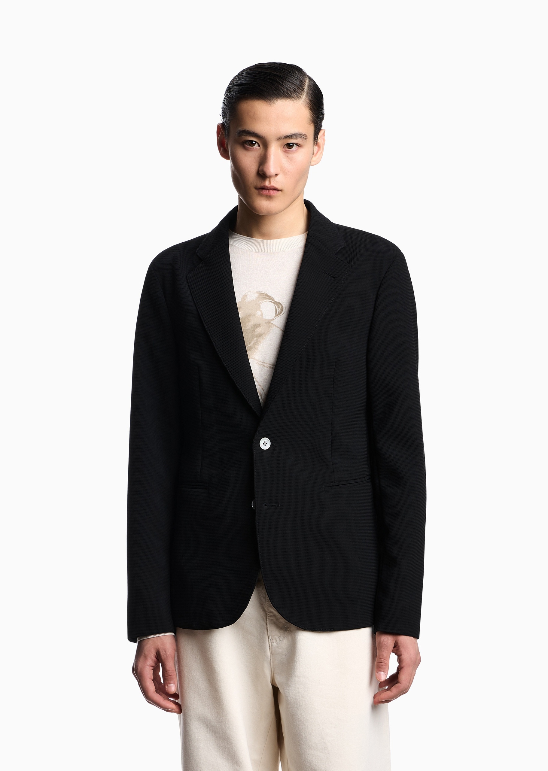 Emporio Armani 男士长袖平驳领单排扣休闲西装外套