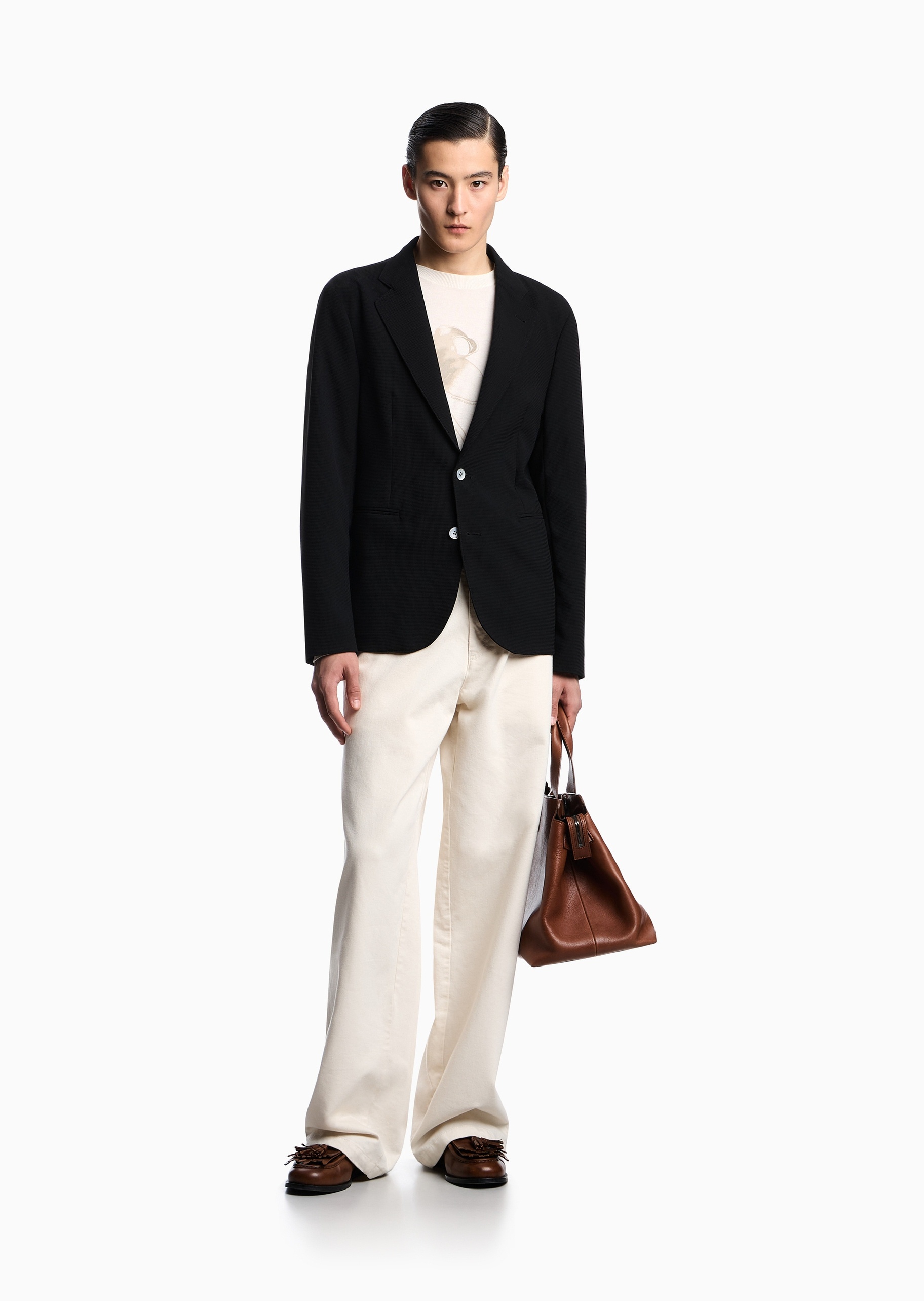 Emporio Armani 男士长袖平驳领单排扣休闲西装外套