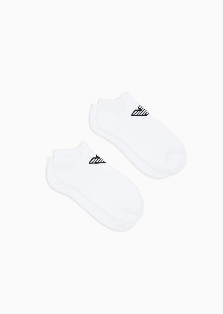 Emporio Armani 男士船袜两双装鹰标提花袜子套装