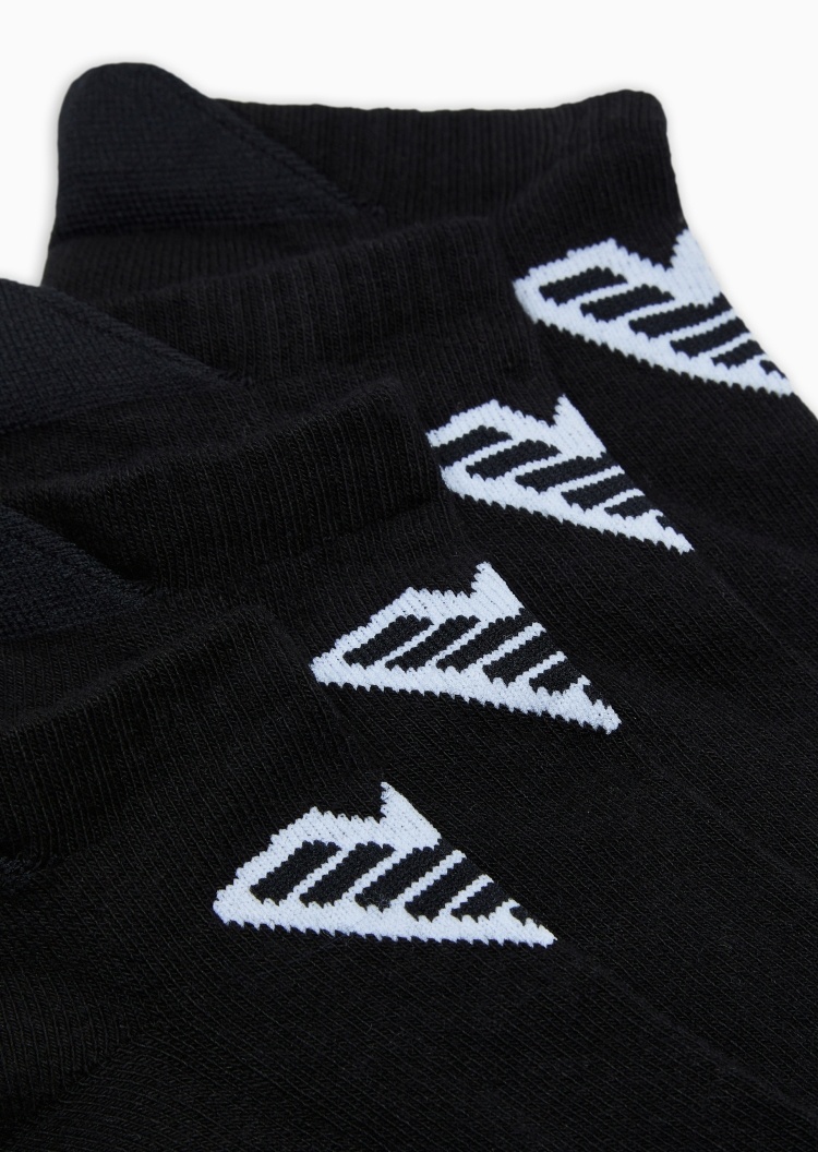 Emporio Armani 男士船袜两双装撞色鹰标提花袜子套装