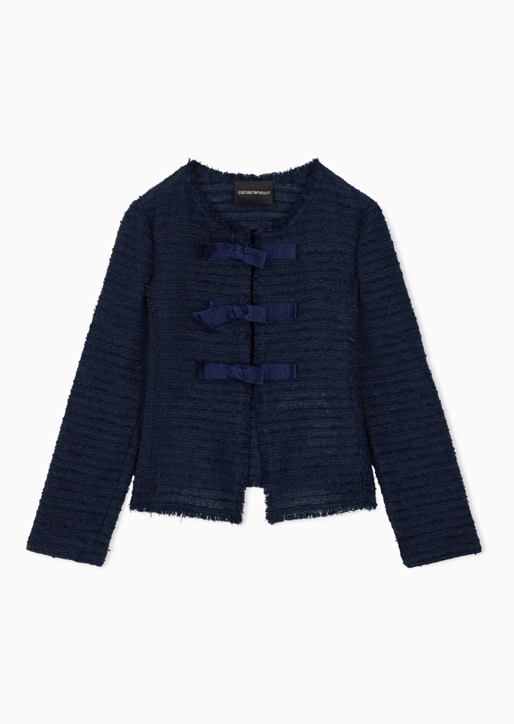 Emporio Armani 女士短款圆领蝴蝶结系带商务西装外套