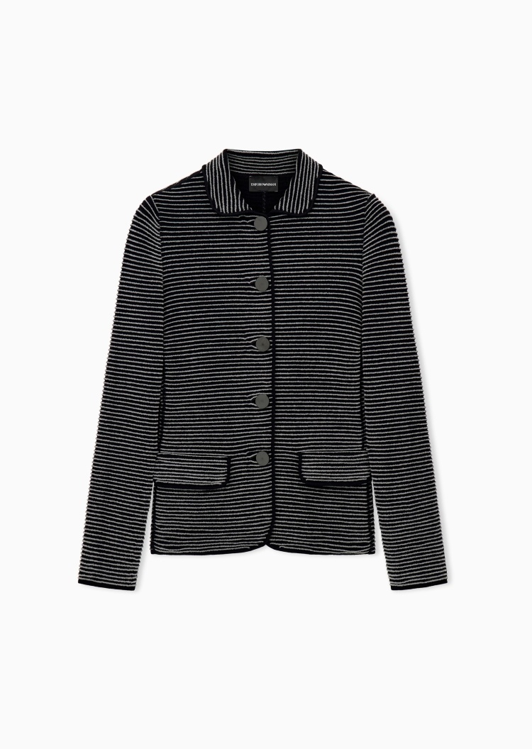 Emporio Armani 女士修身长袖翻领单排扣肌理感西装外套