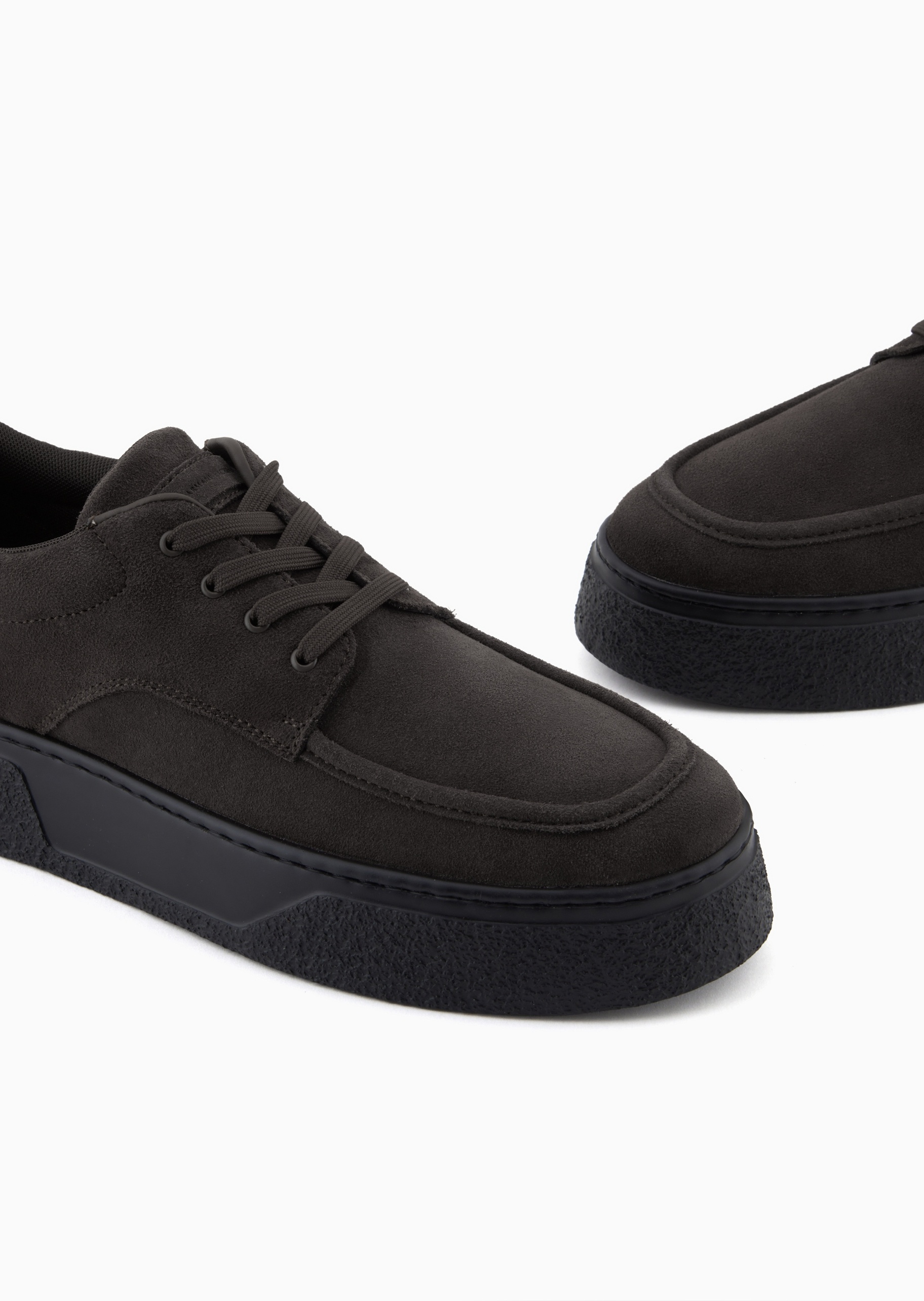 ARMANI EXCHANGE 男士绒面革系带低帮圆头厚底休闲鞋