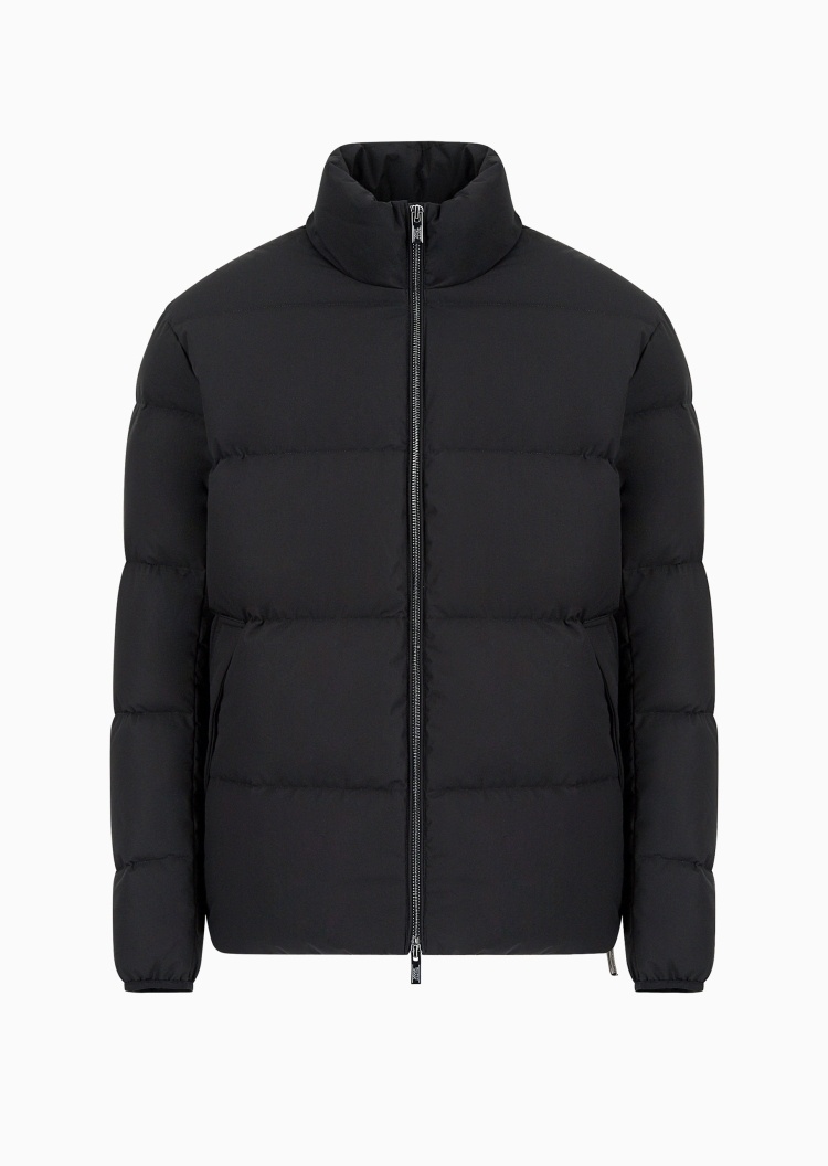 Emporio Armani 男士合身长袖立领微落肩双向拉链羽绒服