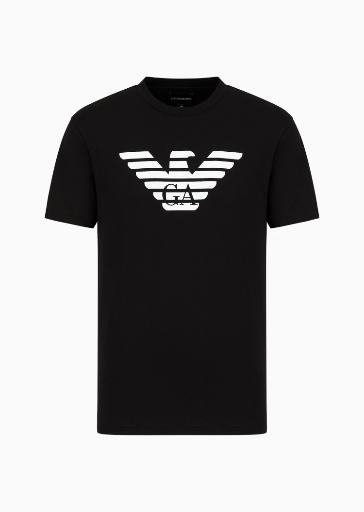 Emporio Armani 男士纯棉合身短袖圆领徽标印花T恤