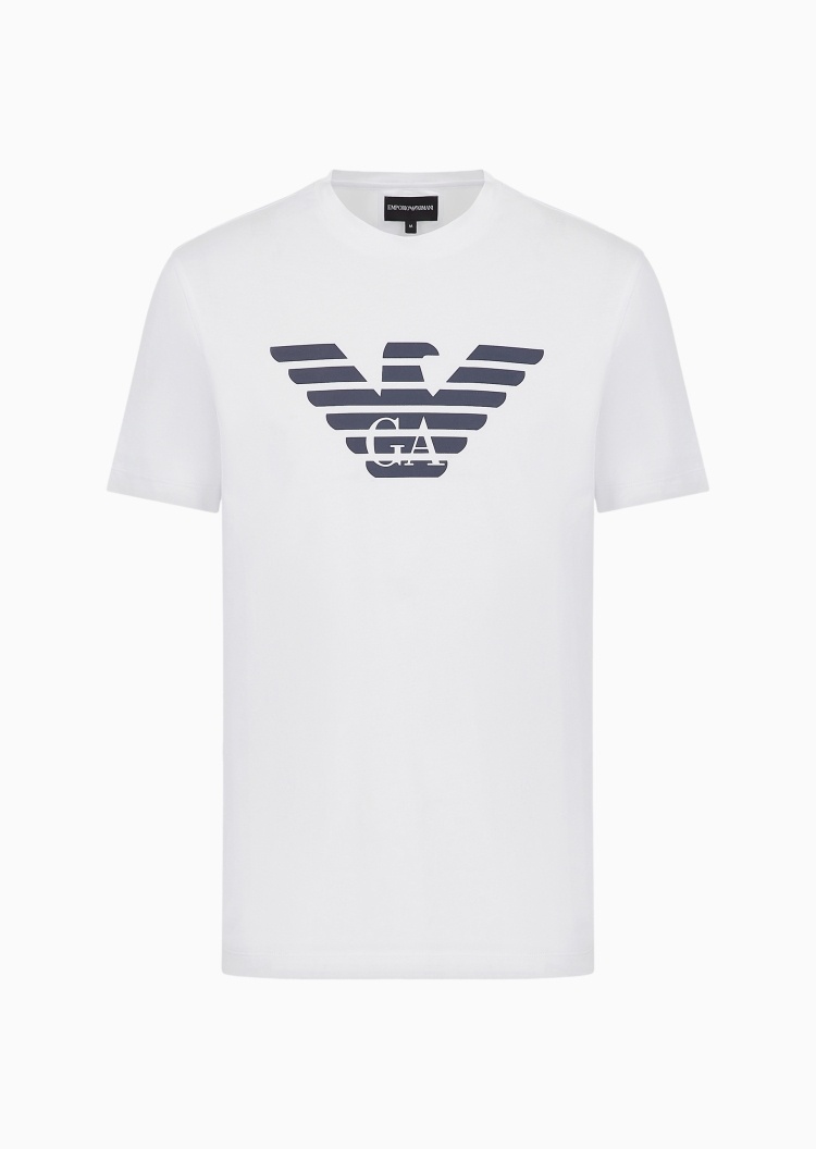 Emporio Armani 男士全棉合身短袖圆领徽标印花T恤