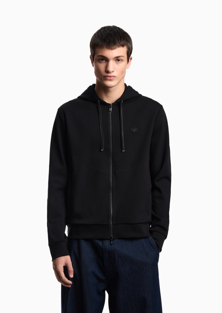 Emporio Armani 男士棉质合身长袖连帽拉链开衫卫衣外套