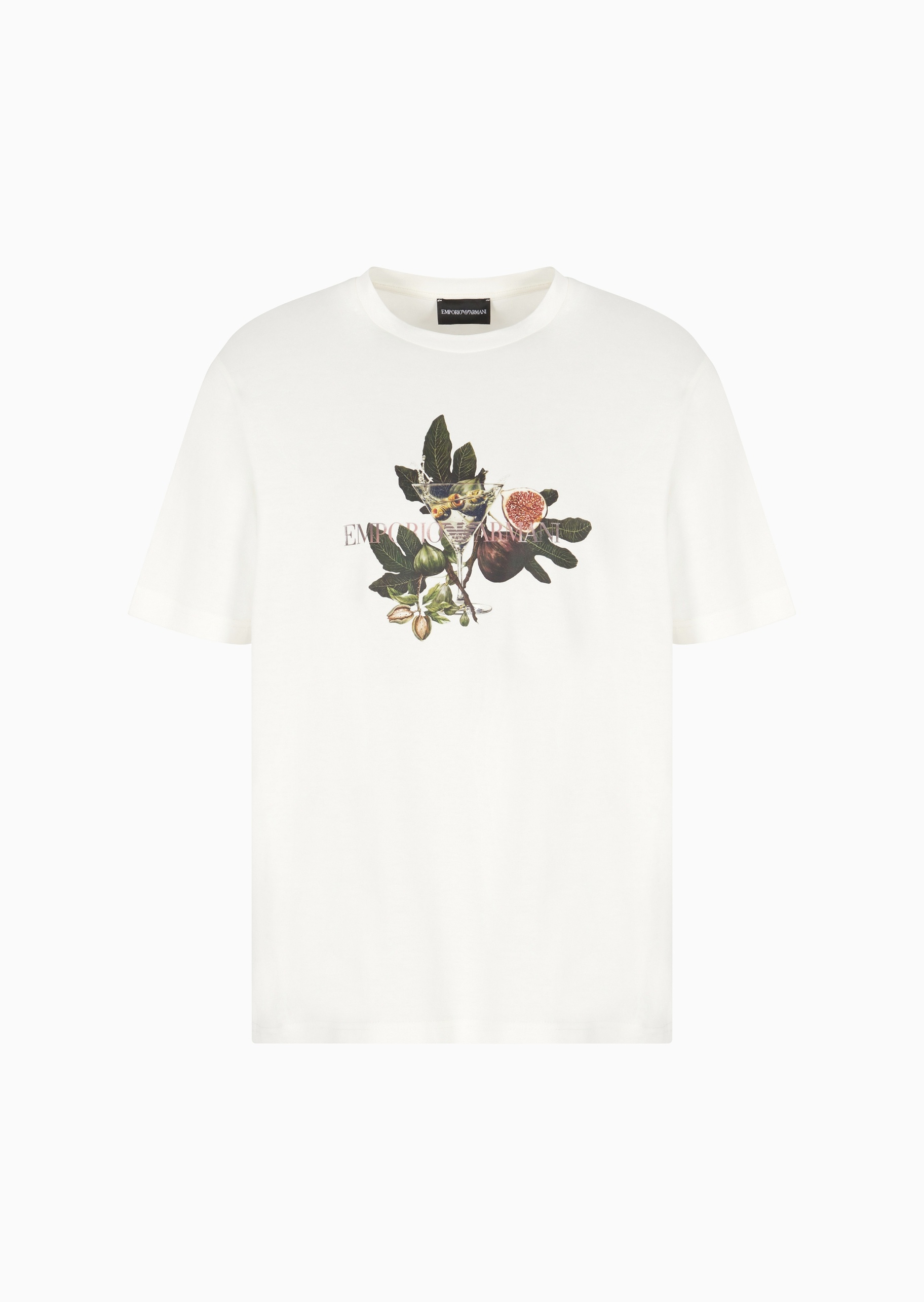 Emporio Armani 男士全棉合身短袖圆领植物印花T恤衫