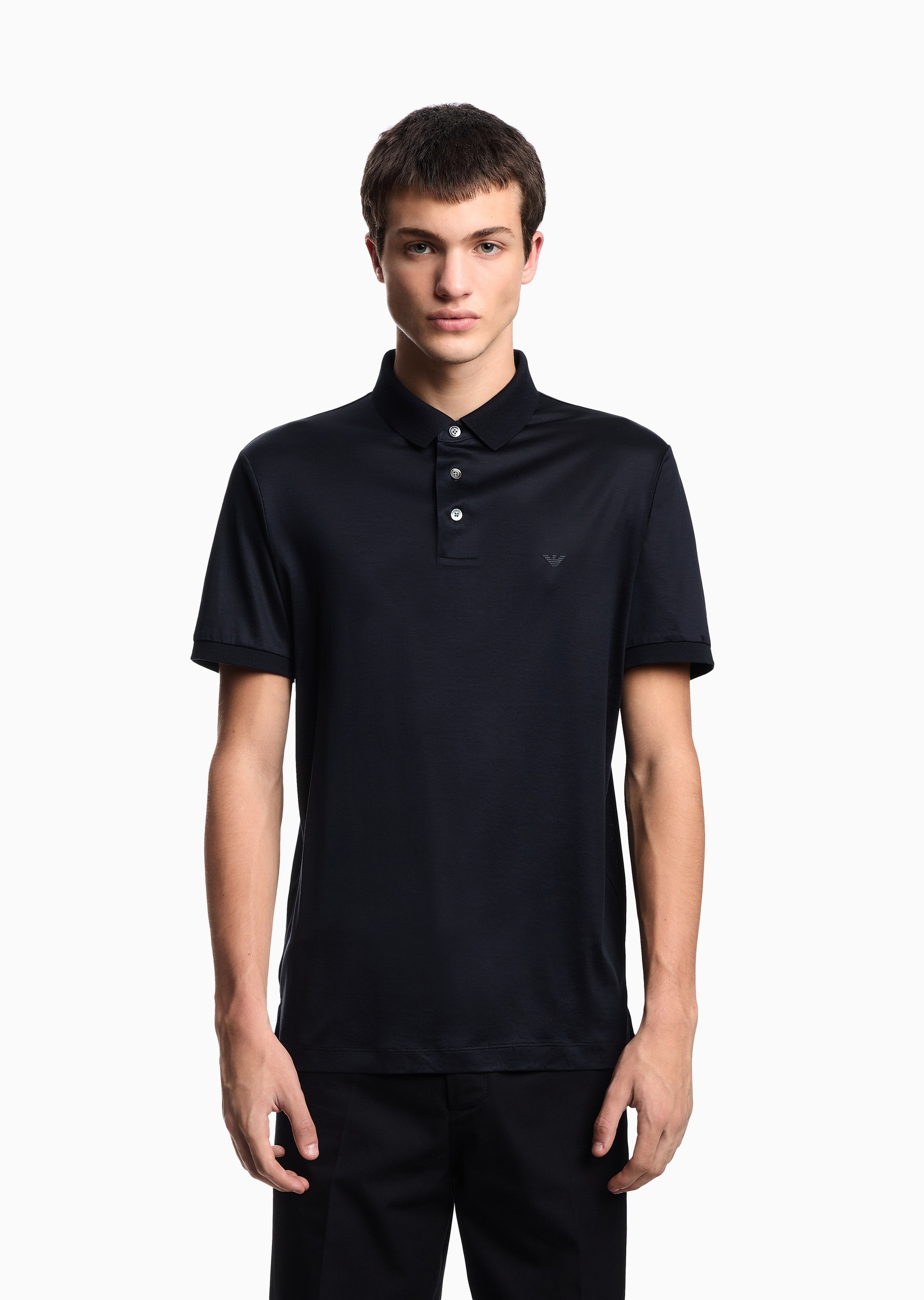 Emporio Armani 男士凉爽莱赛尔合身短袖翻领多色Polo衫