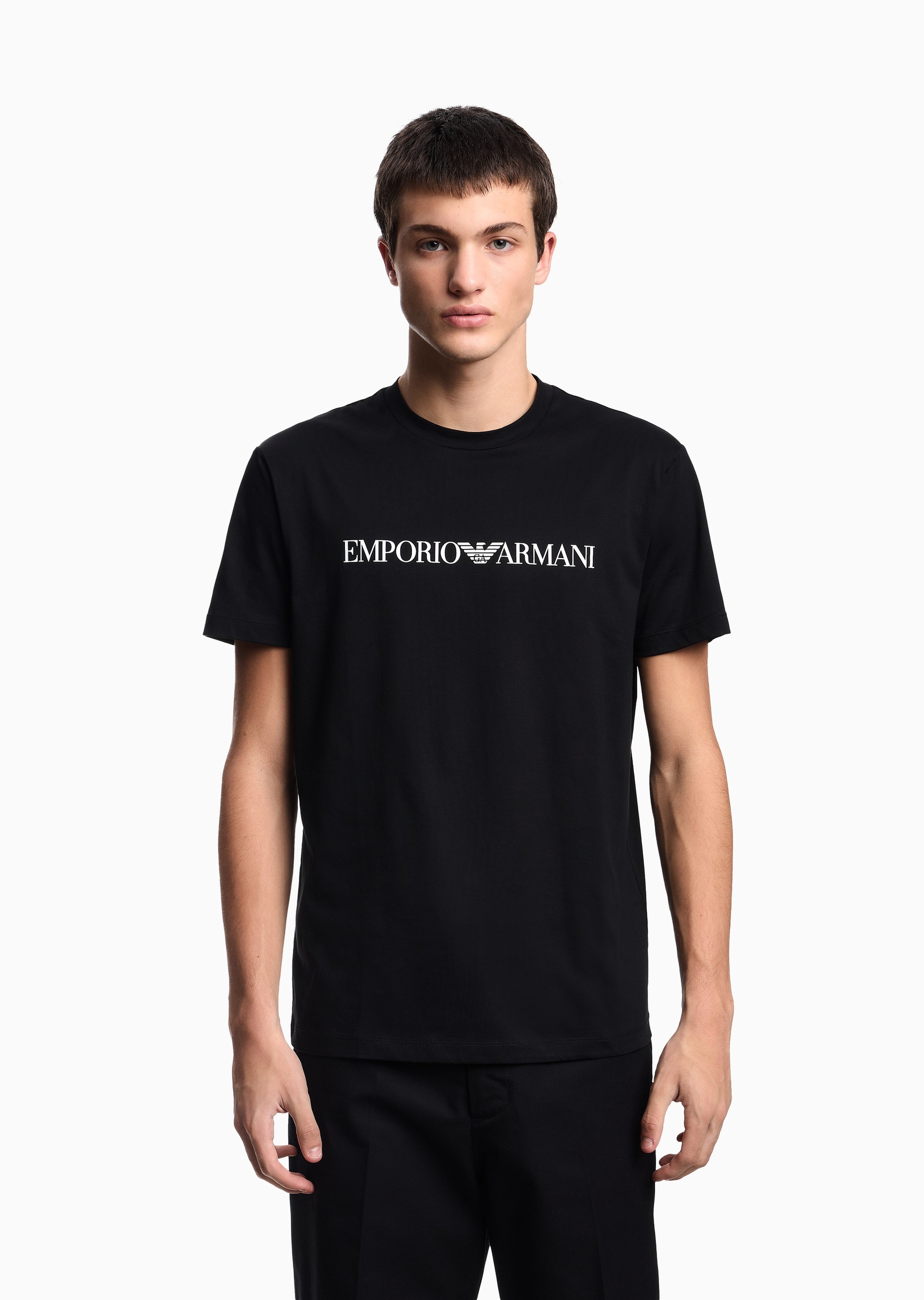 Emporio Armani 男士全棉合身短袖圆领徽标印花T恤