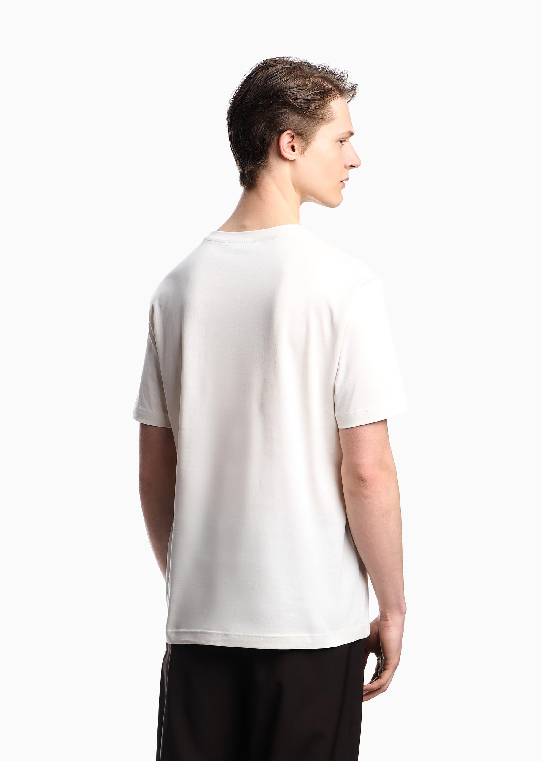 Emporio Armani 男士全棉合身短袖圆领植物印花T恤衫