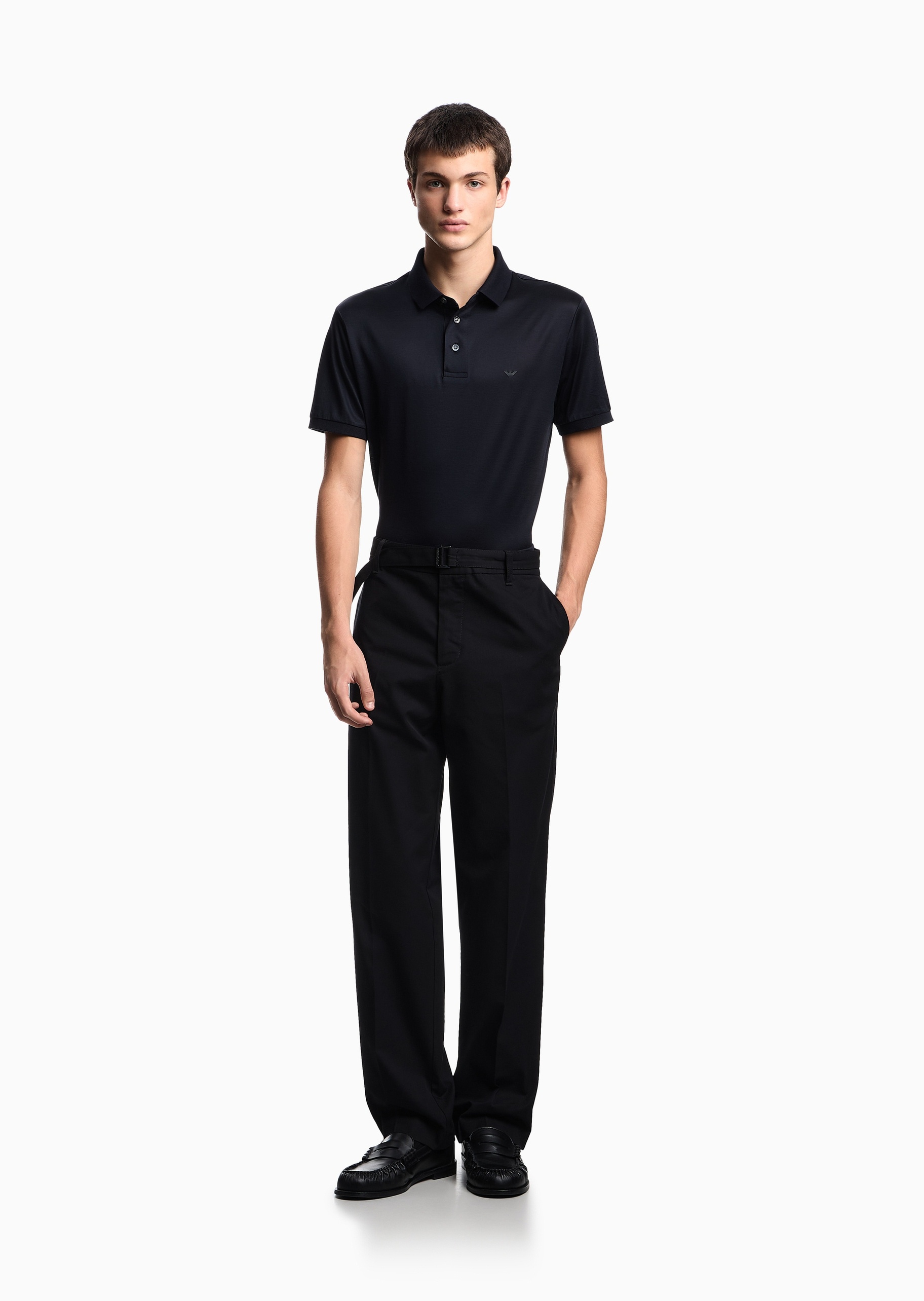 Emporio Armani 男士凉爽莱赛尔合身短袖翻领多色Polo衫