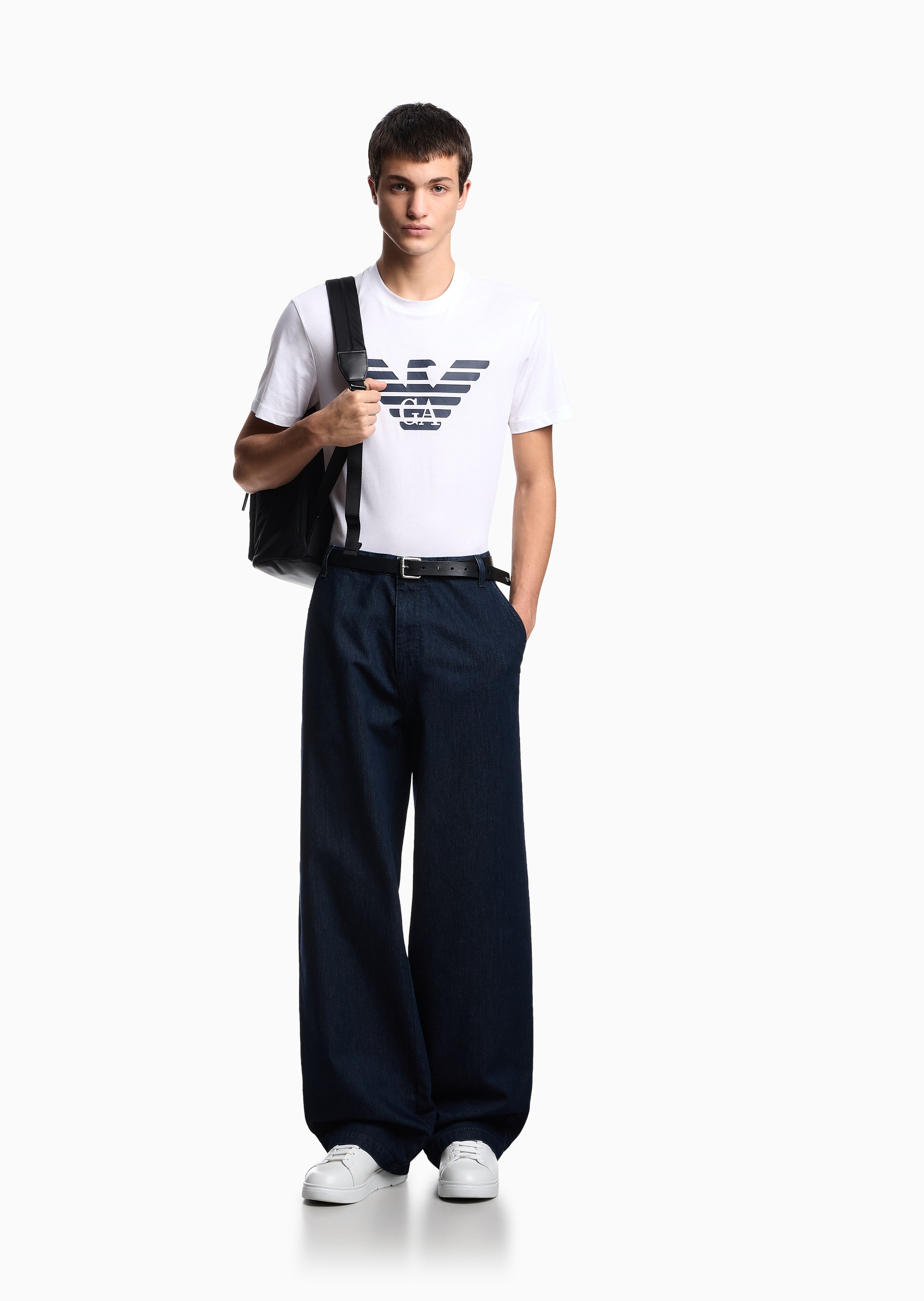 Emporio Armani 男士全棉合身短袖圆领徽标印花T恤
