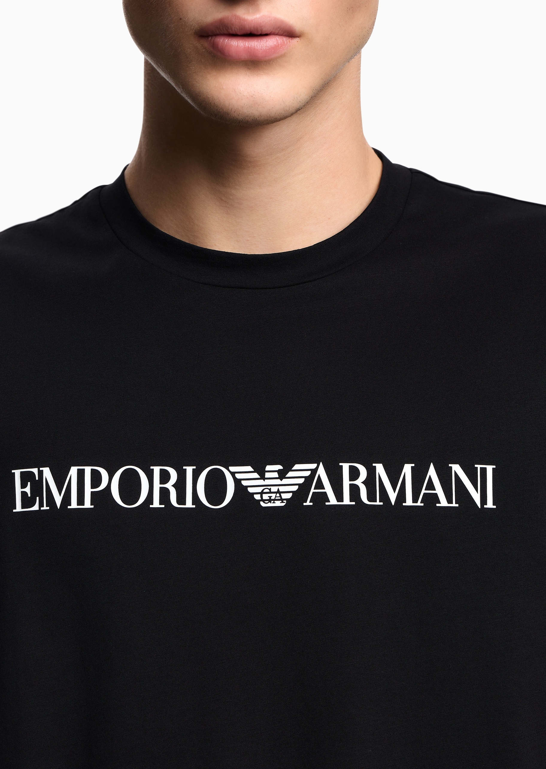 Emporio Armani 男士全棉合身短袖圆领徽标印花T恤